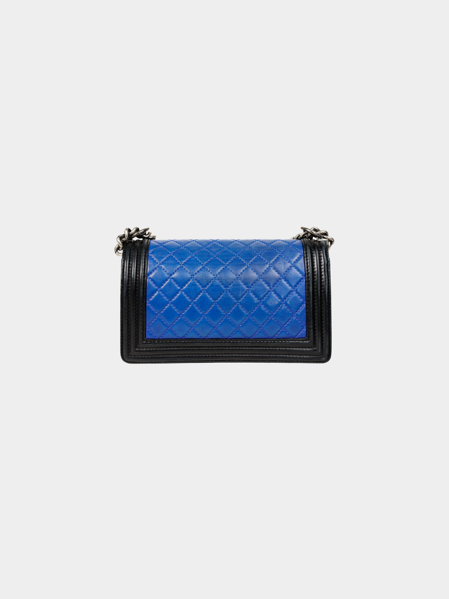 Chanel 2013 Blue Bicolour Medium Boy Quilted Flap Shoulder Bag