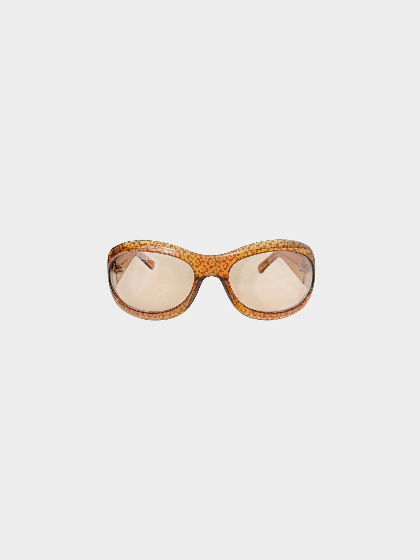 Bottega Veneta 2000s Brown Butterfly Print Translucent Sunglasses