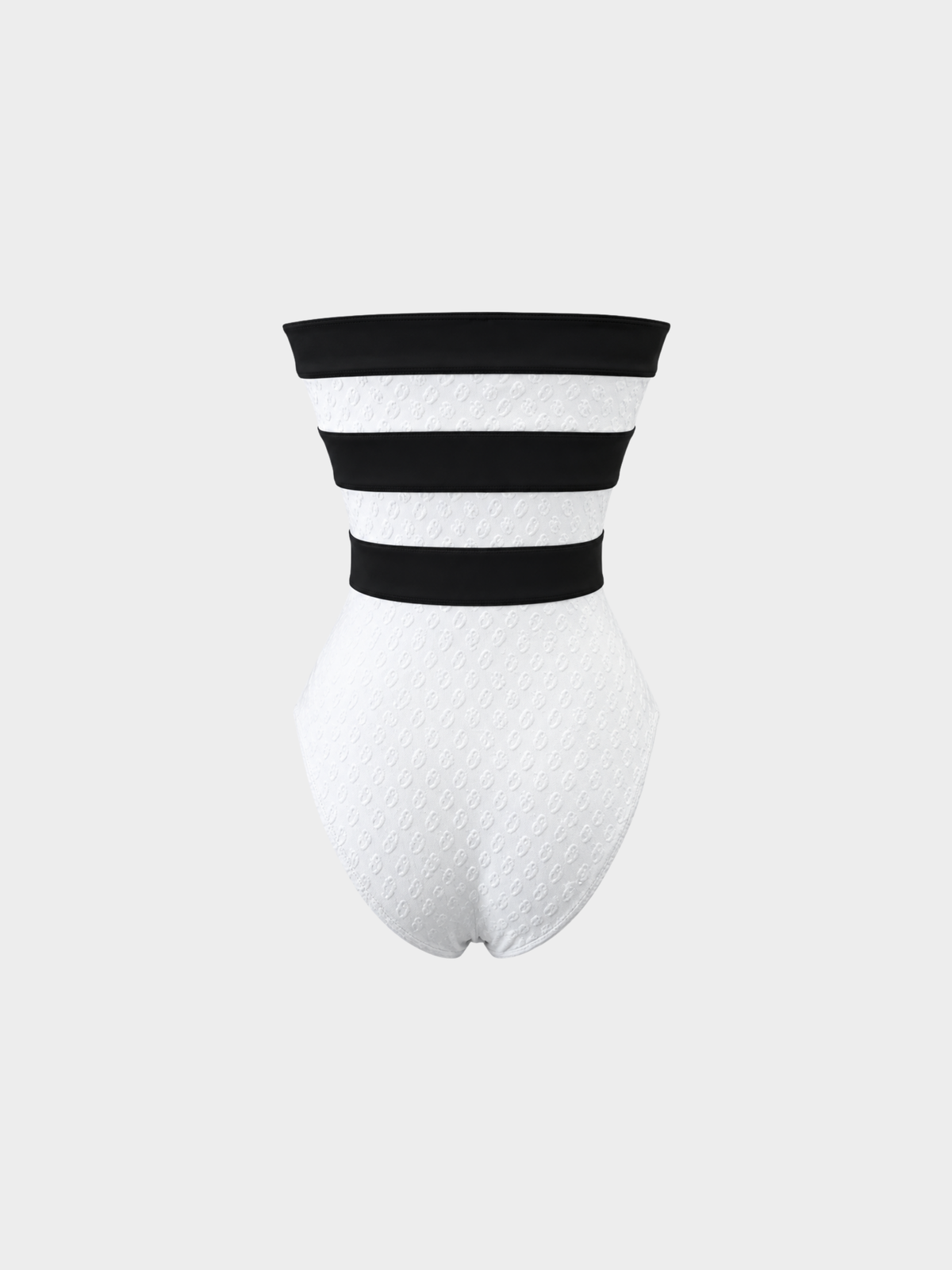 Chanel 2024 Black White Strapless CC One-Piece Swimsuit