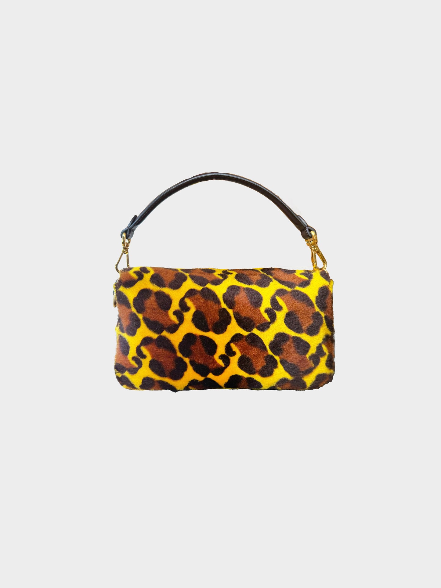 Fendi 2020 Yellow Pony Hair Cheetah Baguette