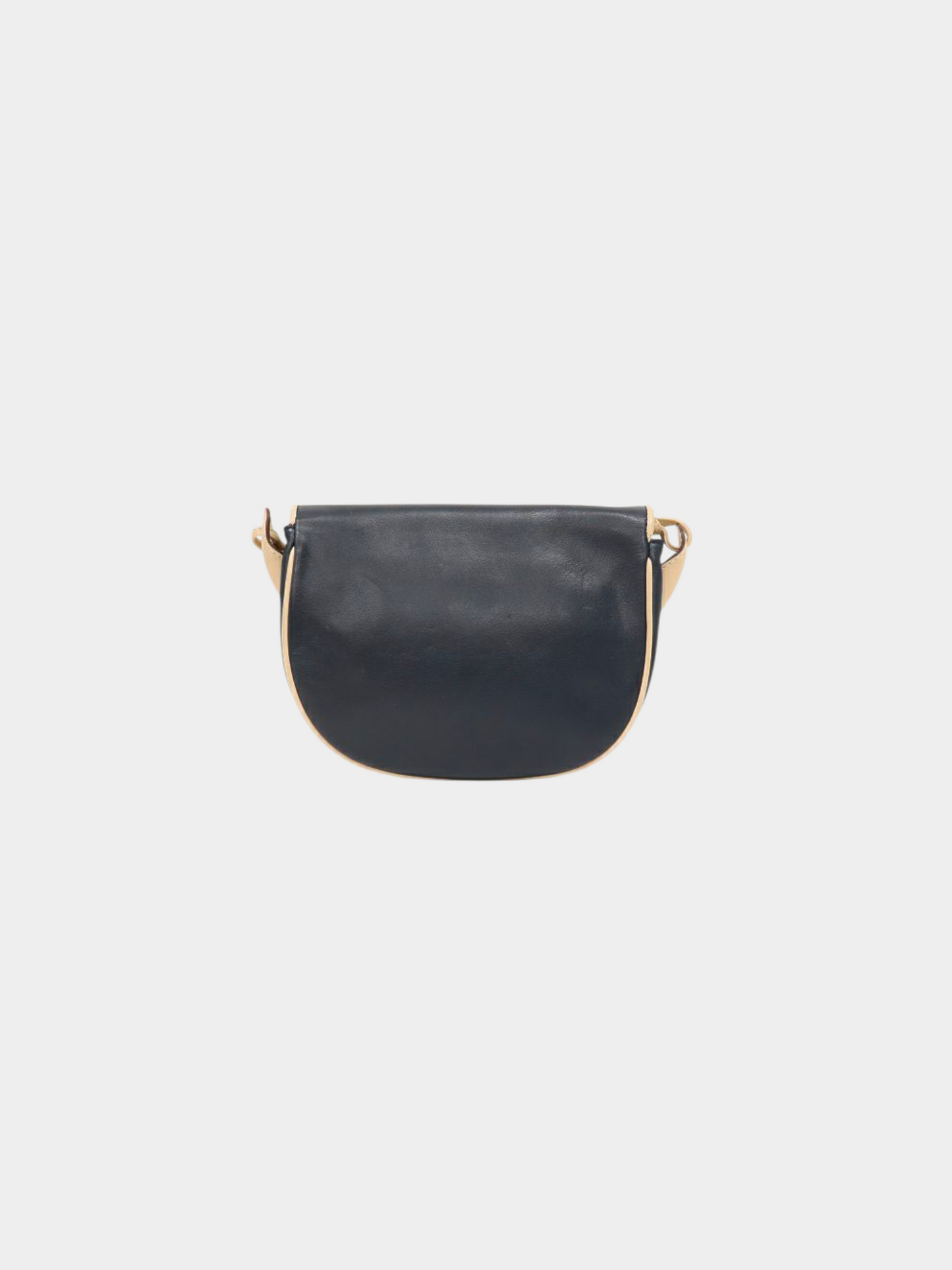 Celine 1990s Ivory and Navy Macadam Blazon Leather Shoulder Bag