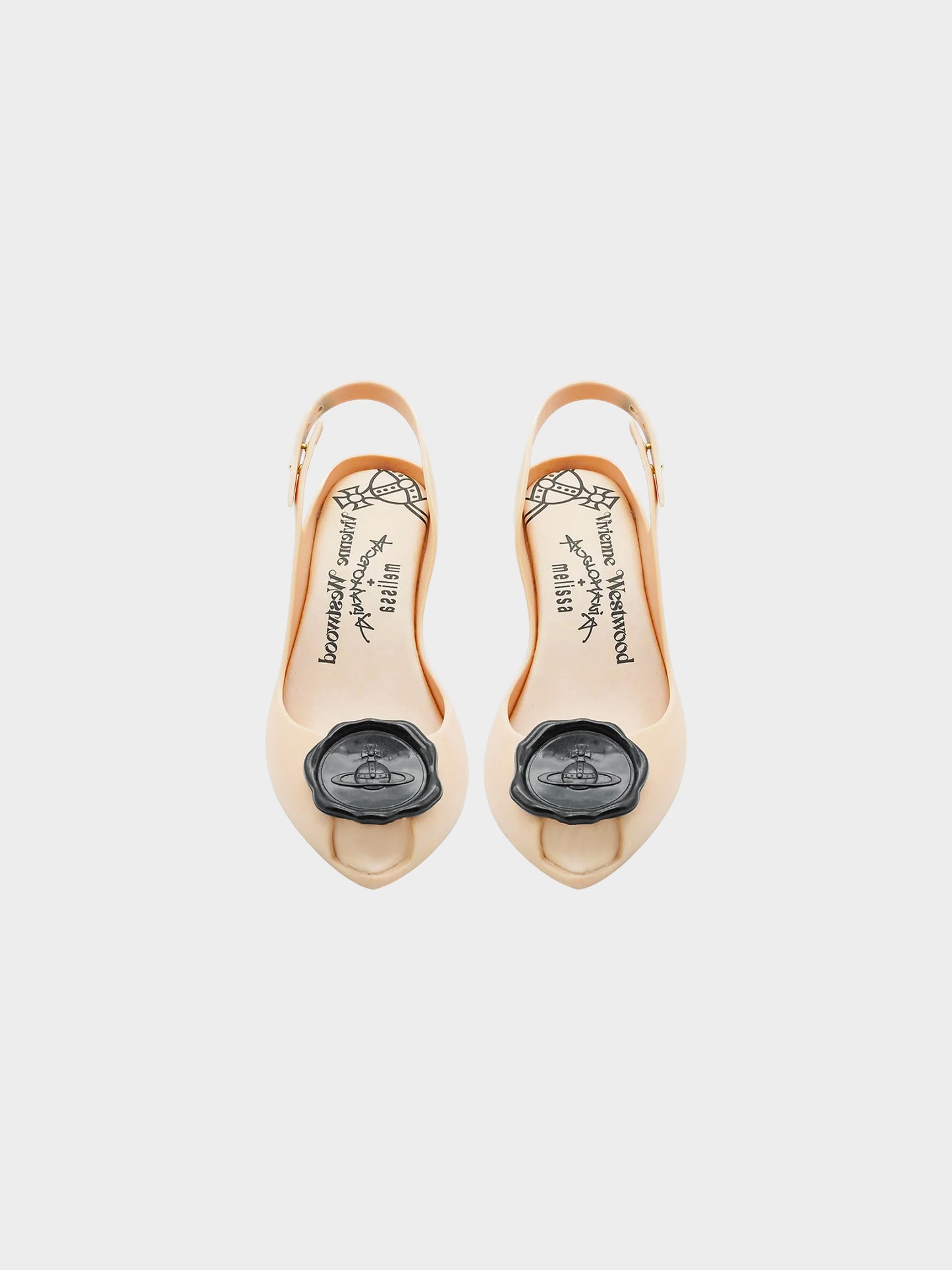 Vivienne Westwood x Melissa Early 2010s Anglomania Beige Silicone Peep-toe Sling-back Heels