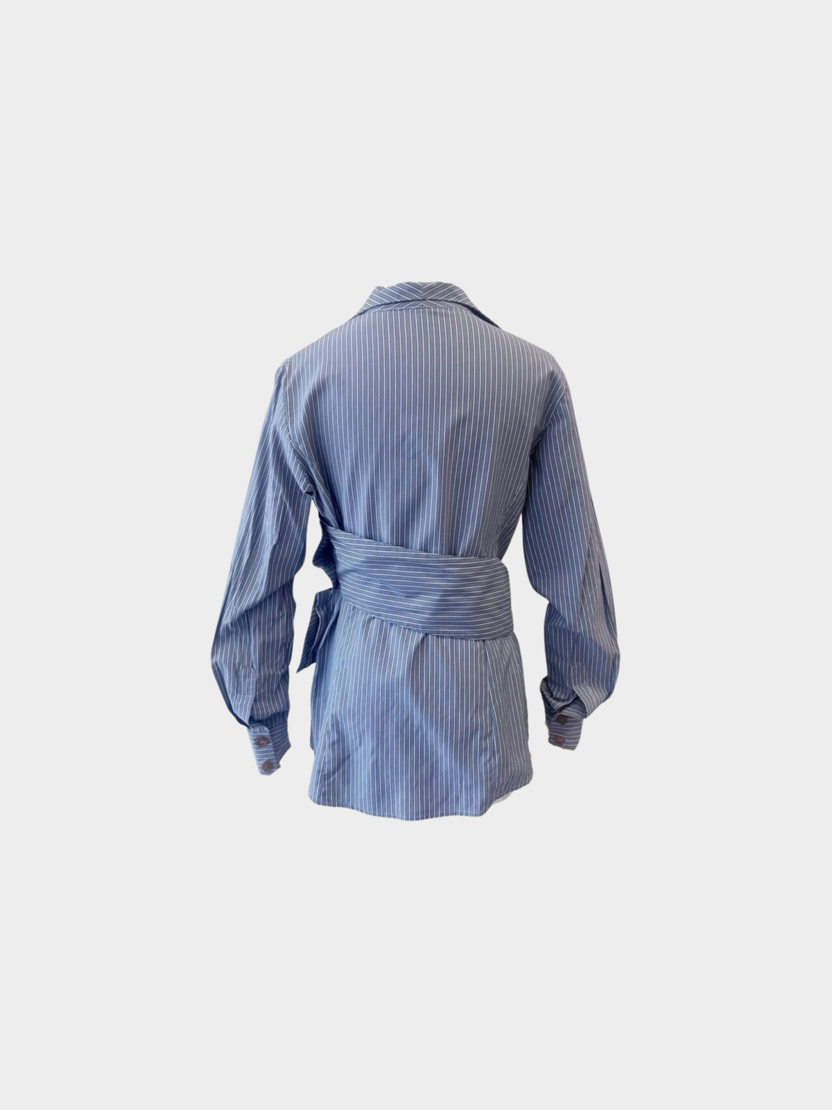 Vivienne Westwood 2000s Blue Pinstripe Cotton Shirt with Belt