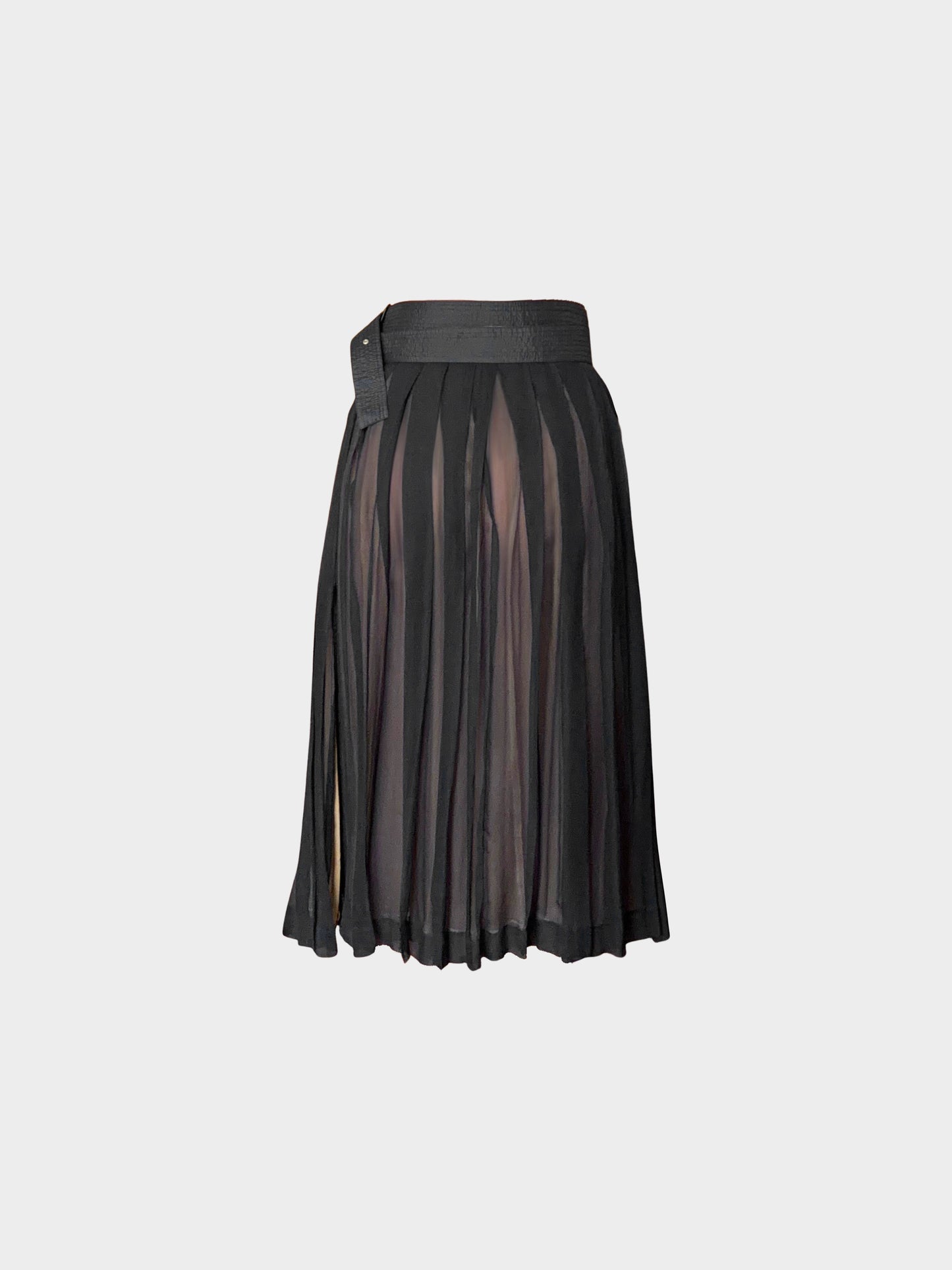 Jean Paul Gaultier 1990s Black Sheer Silk Wrap Skirt