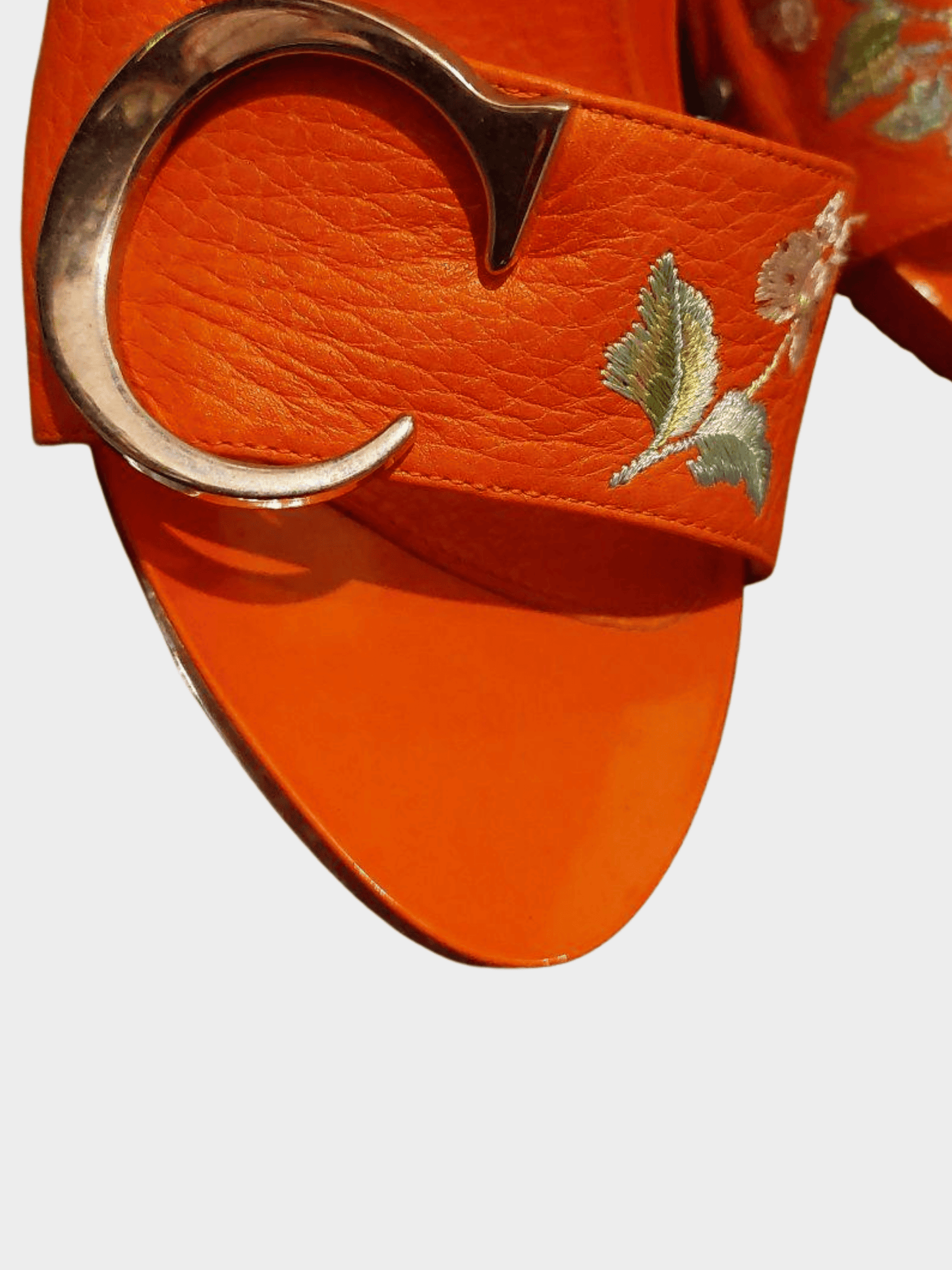 Christian Dior by John Galliano Early 2000s Orange Leather CD Logo Heels