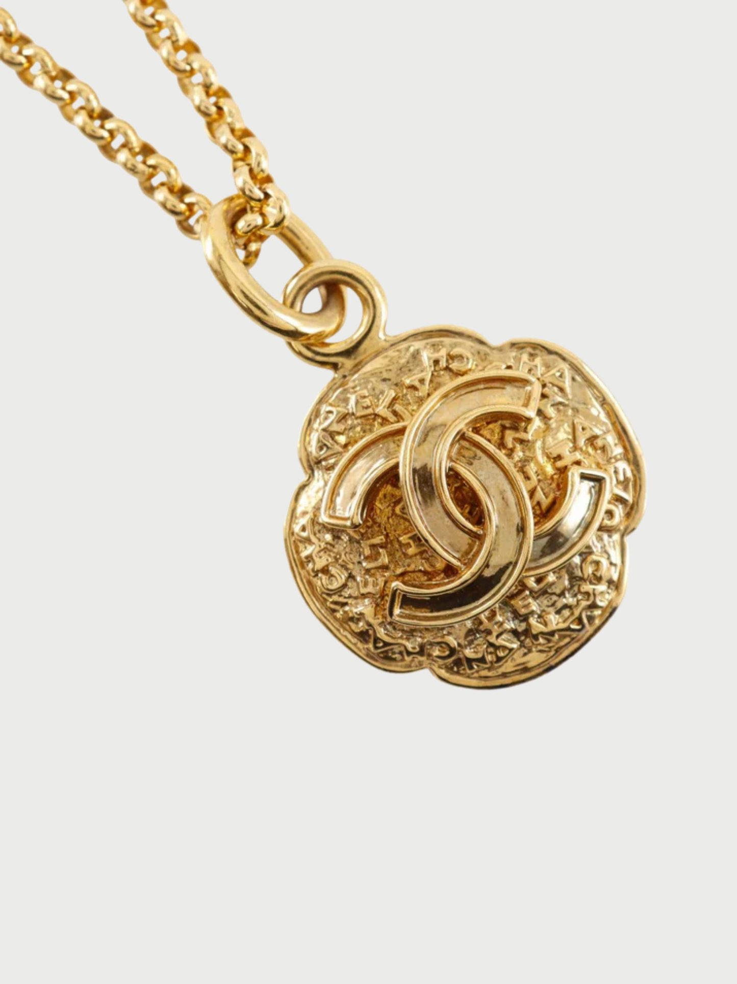 Chanel 1995 Gold Plated Metal COCO Mark Pendant Necklace
