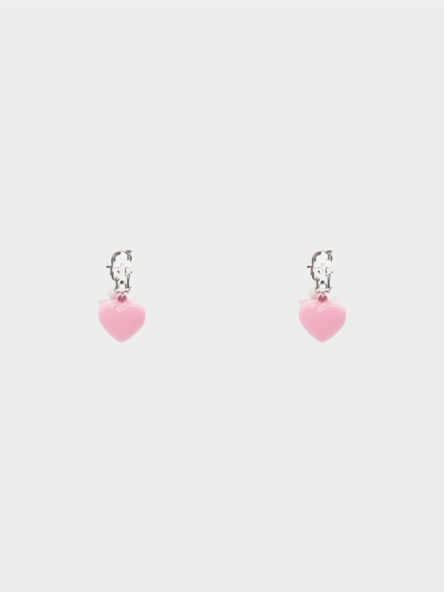 Christian Dior by John Galliano 2002 Oblique Heart and Ribbon Clip-On Drop Earrings