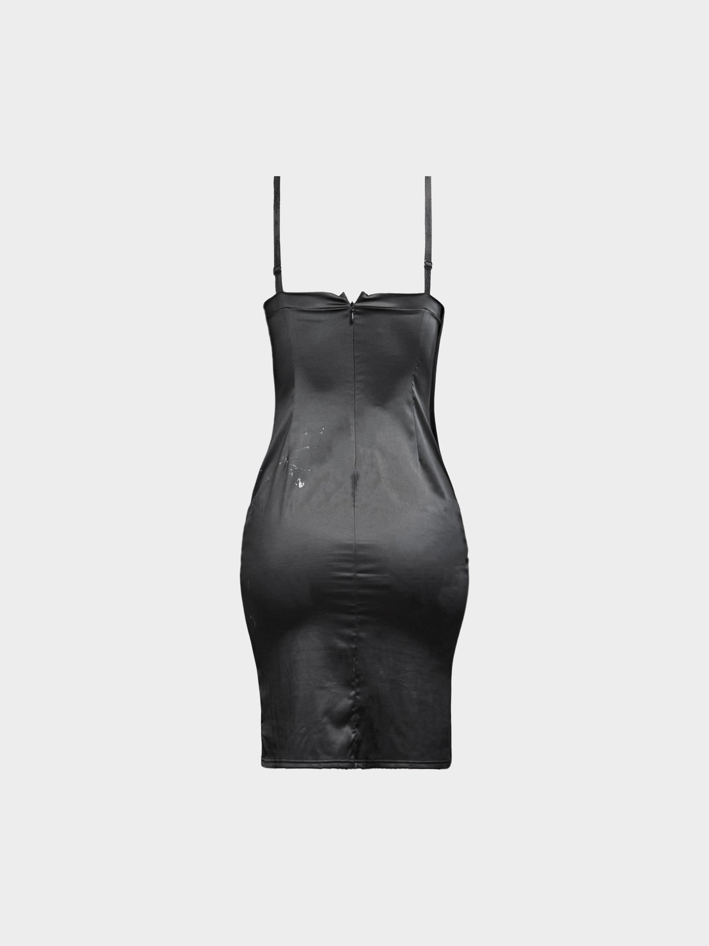 Dolce and Gabbana 2000s Black Satin Mesh-trimmed Fitted Dress
