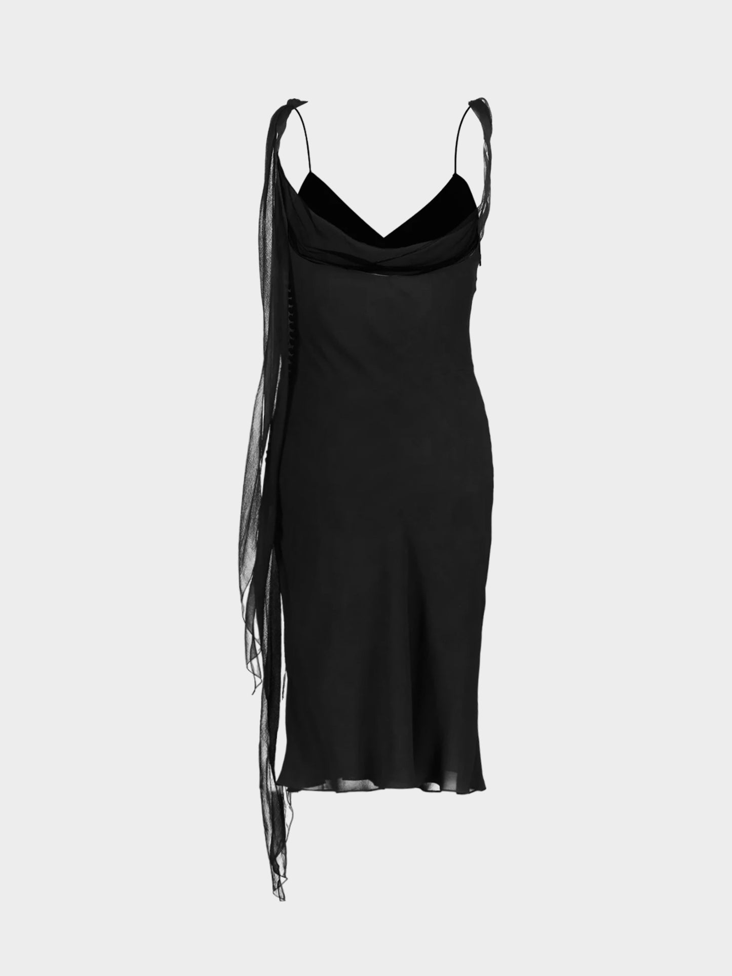 Christian Dior by John Galliano 1997 Black Floral Embroidered Silk Dress
