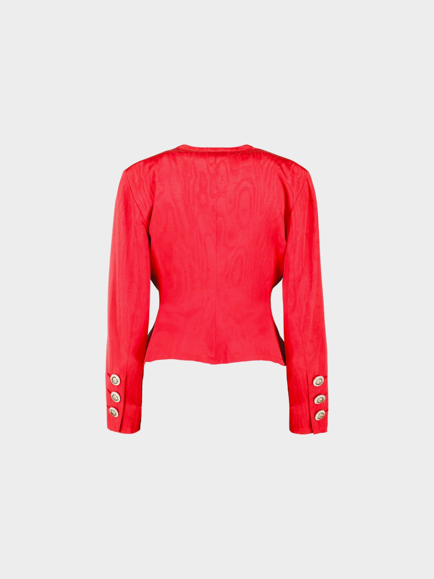 Yves Saint Laurent 1988 Red Moiré Peplum Blazer