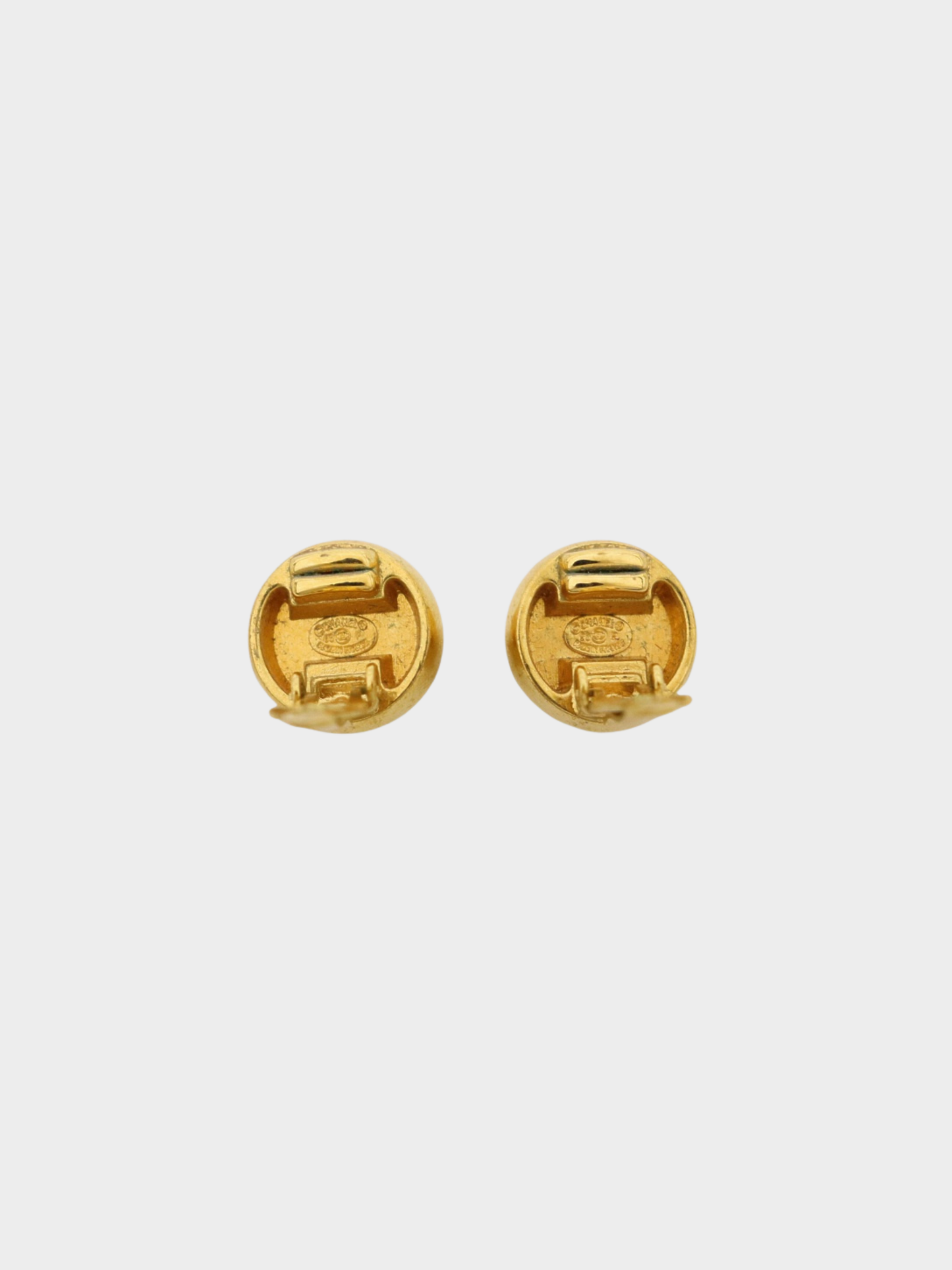 Chanel 2000s Gold Plated Metal Logo Earrings