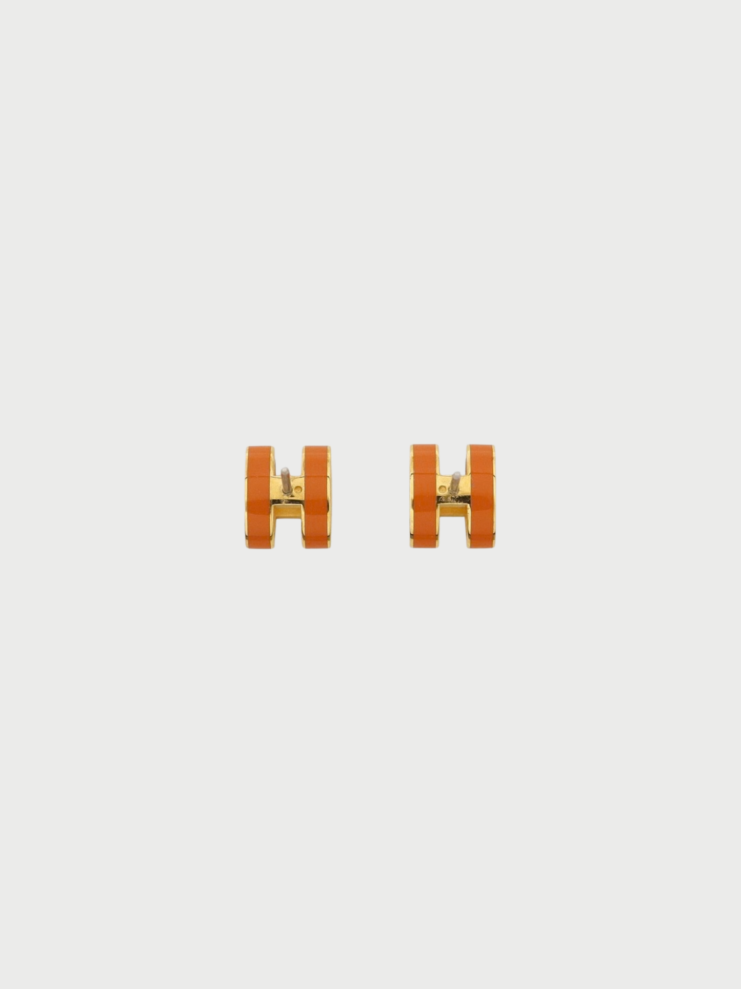 Hermès 2000s Gold Plated Metal Orange Pop H Earrings