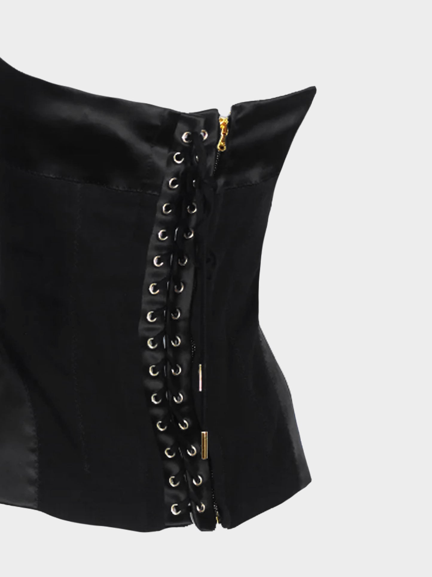 Dolce and Gabbana 2000s Black Silk and Lace Corset Top