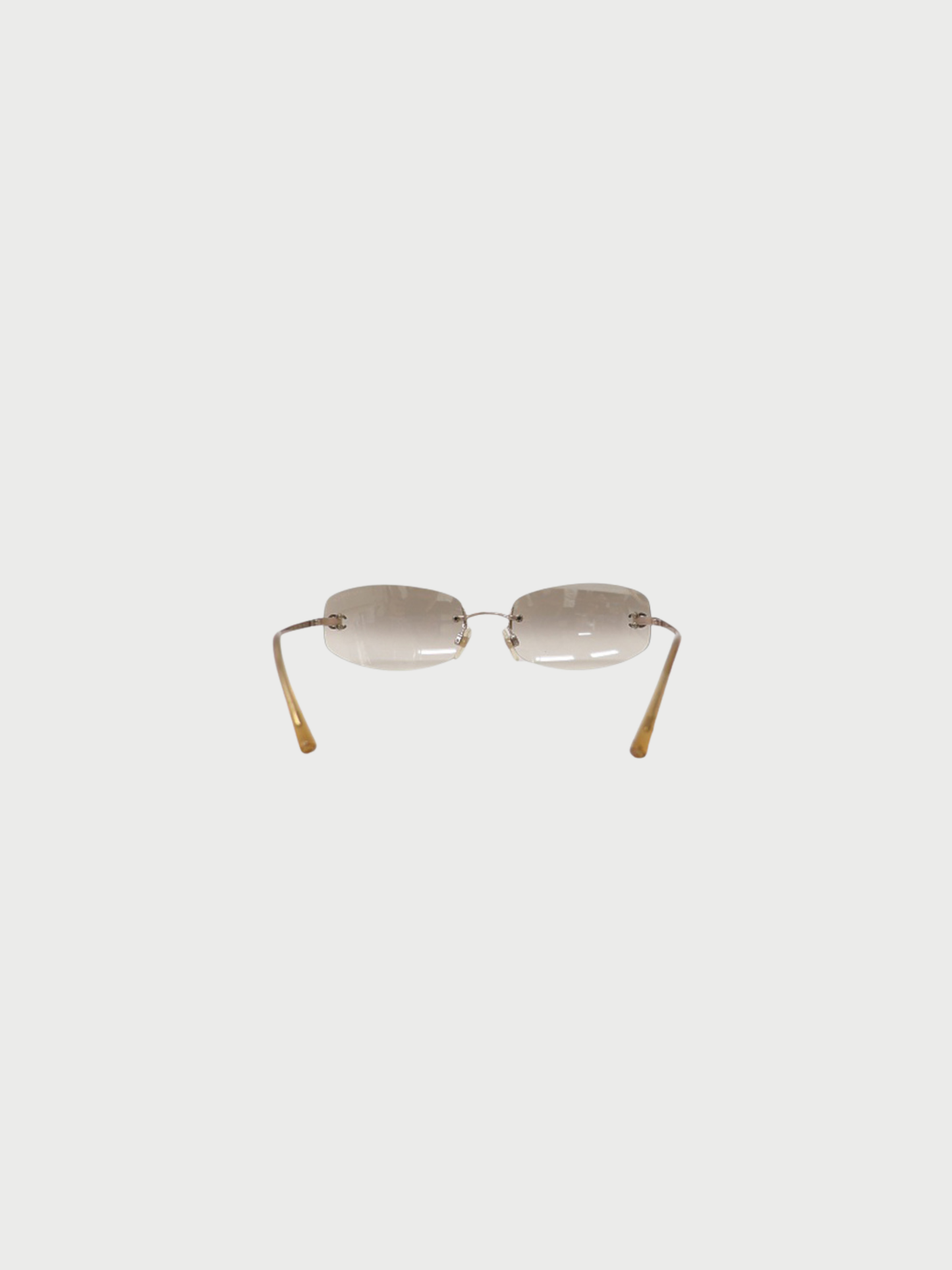 Chanel 2000s Silver Plated Metal Coco Sunglasses