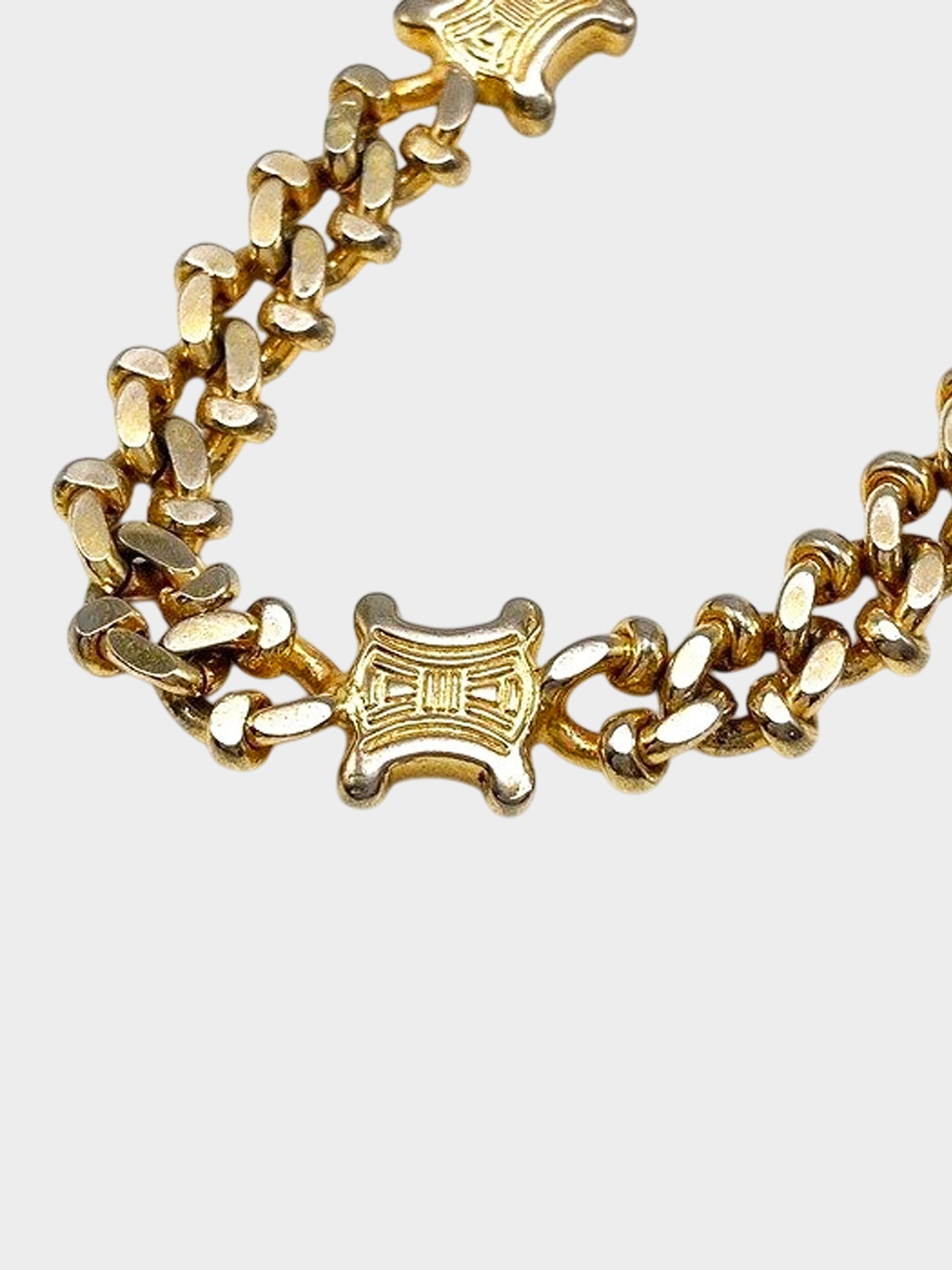 Céline 1990s Gold Triomphe Chain Link Bracelet