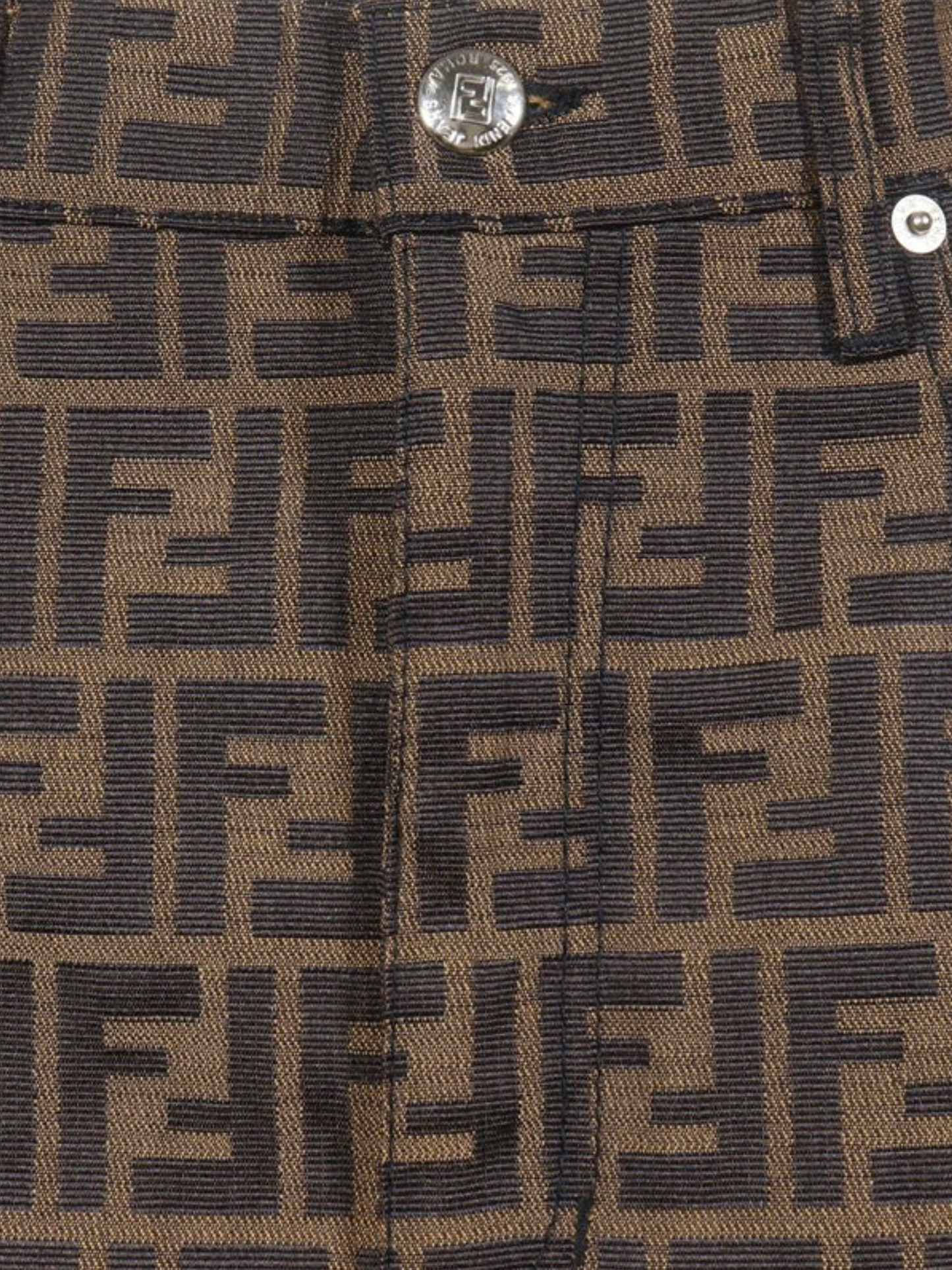 Fendi 1990s Brown Zucca Pattern Tight Skirt