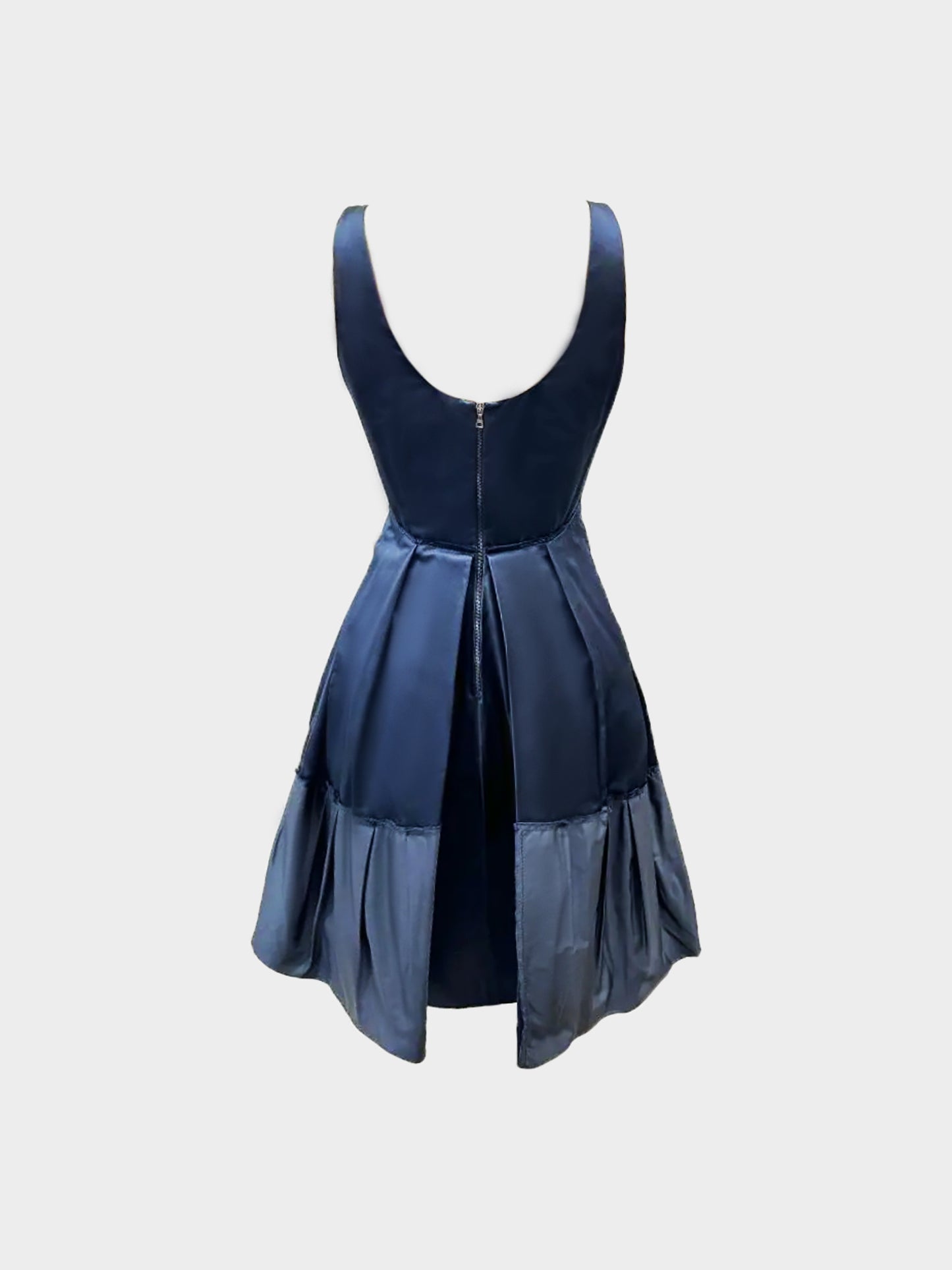 Prada 2007 Navy Blue Silk Peplum Dress