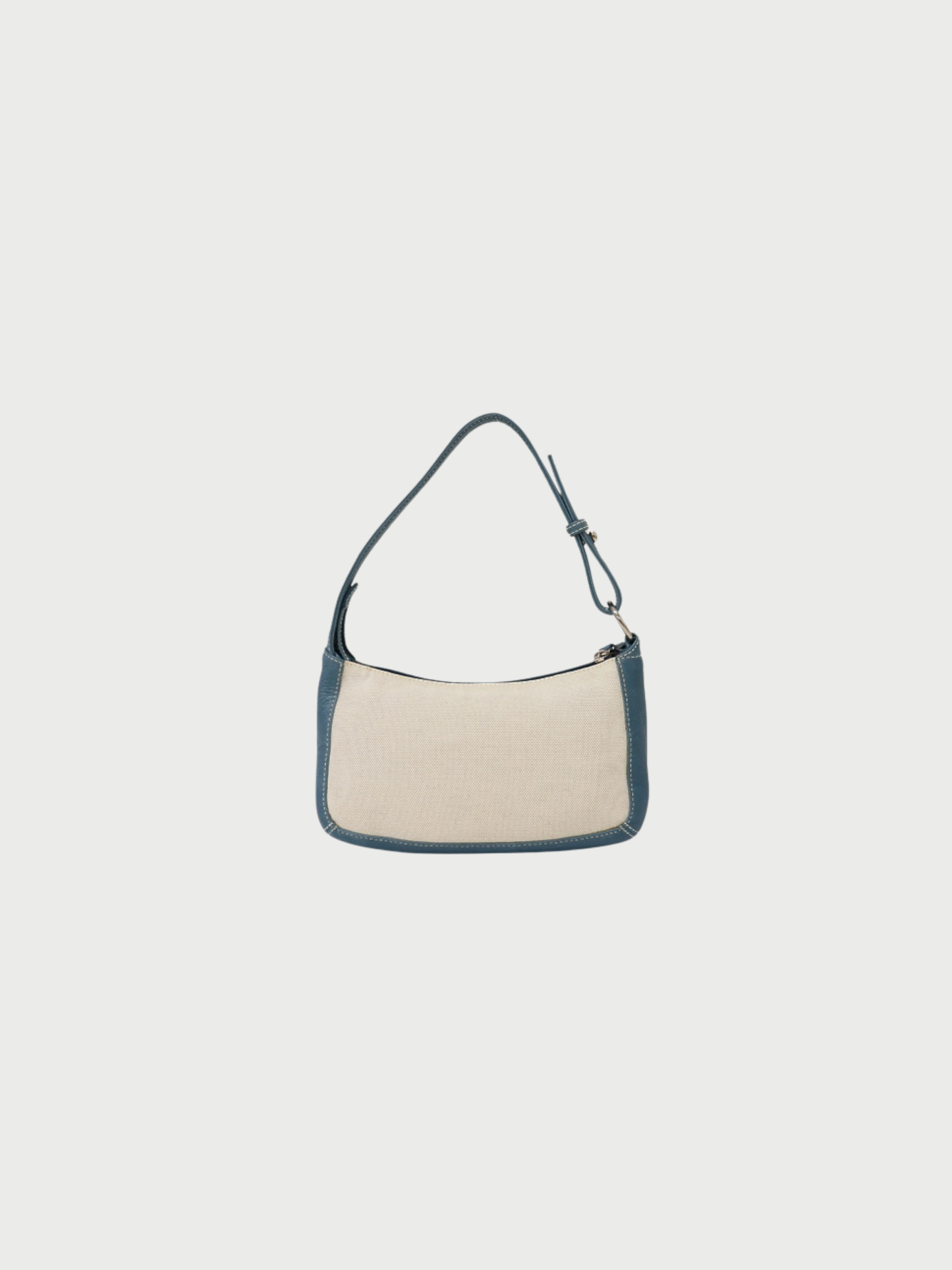 Loewe 2000s White Blue Canvas Leather Anagram Studded Shoulder Bag