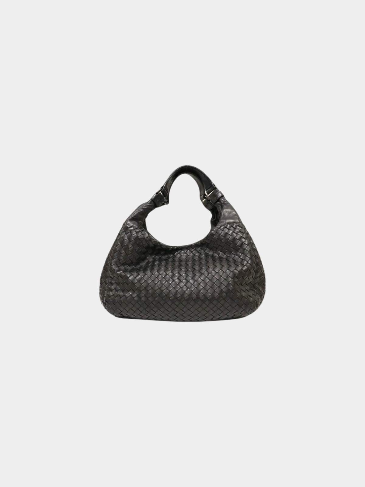 Bottega Veneta 2010s Black Leather Intrecciato Shoulder Bag