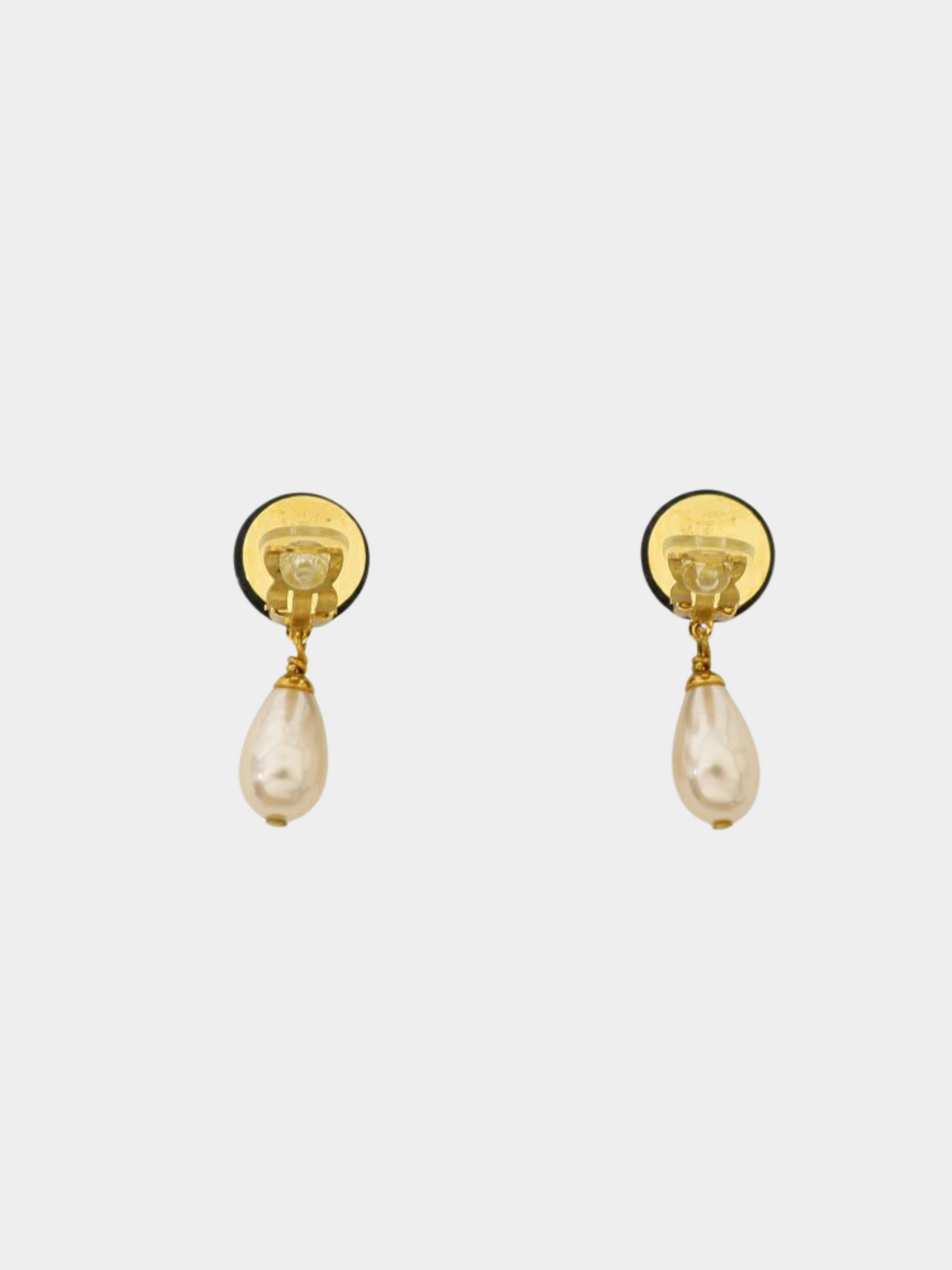Chanel 1990s Gold Black COCO Pearl Swing Earrings