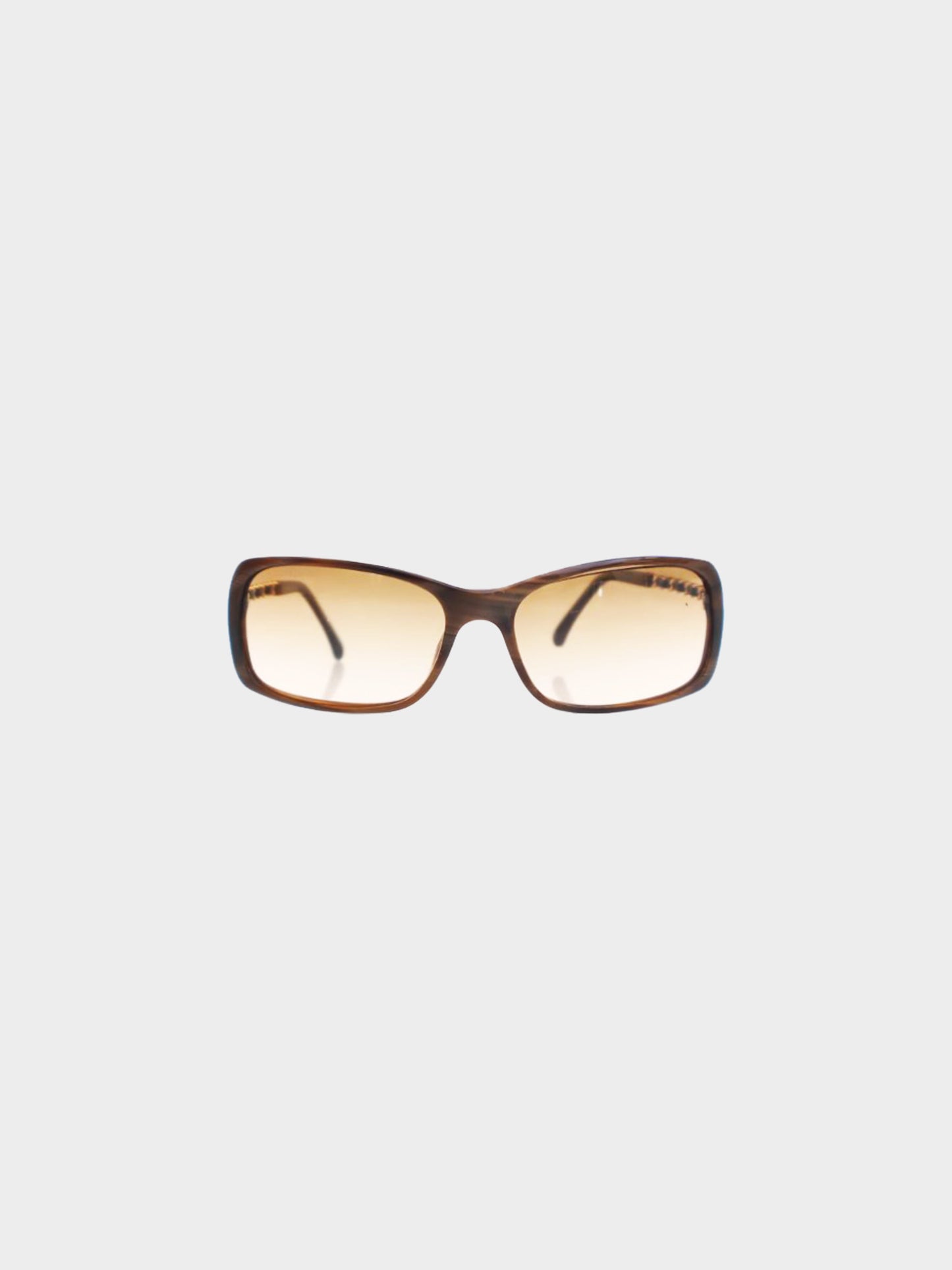 Chanel Early 2010s Brown and Gold Chain Link Sunglasses