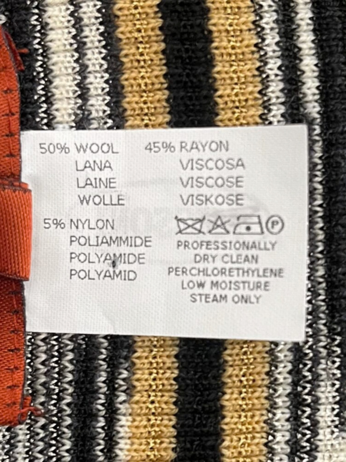 Missoni 2000s Black Tan White Striped Knit Mini Skirt