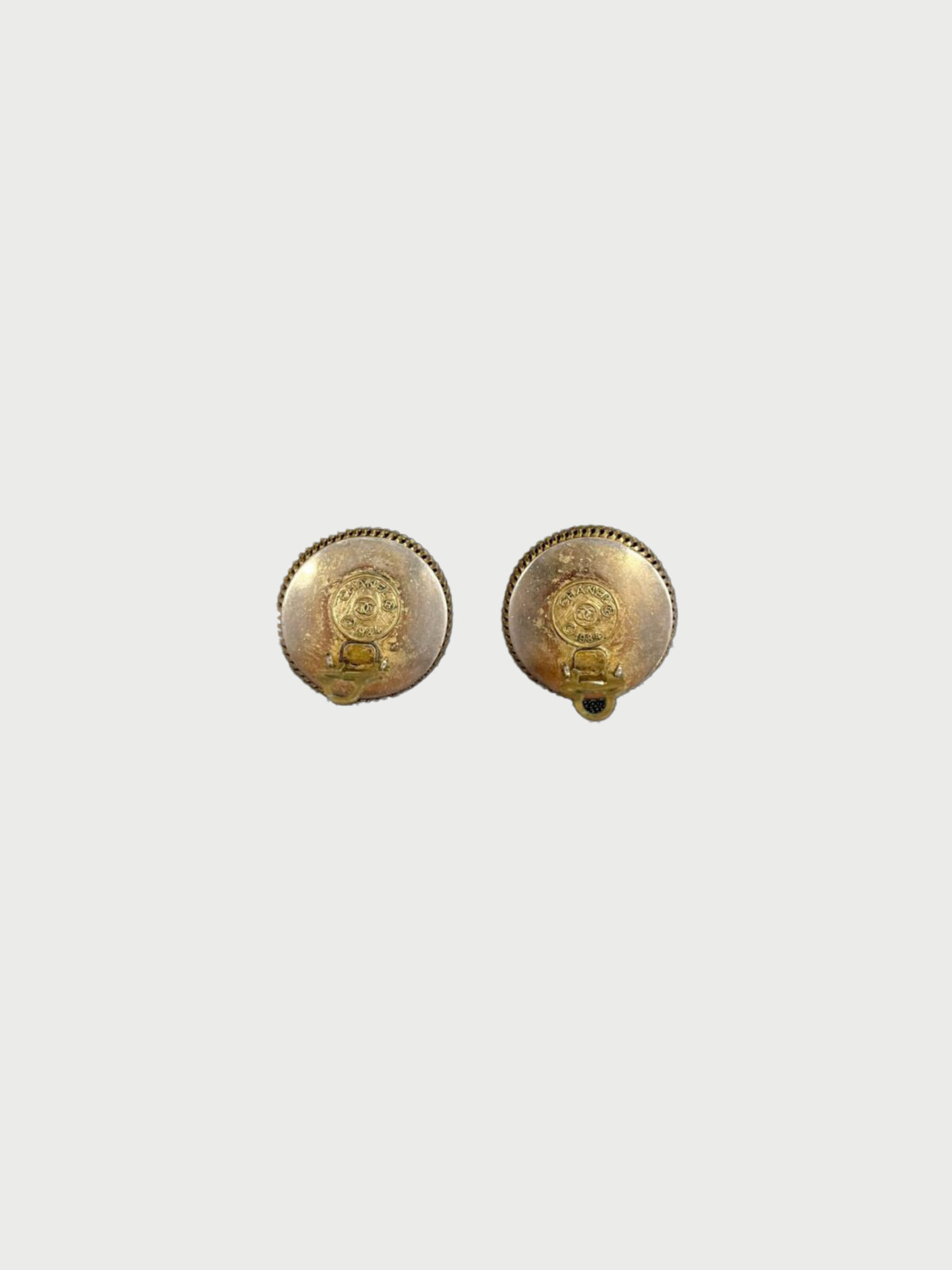 Chanel 1984 Red Gripoix Glass Chain Trim Earrings