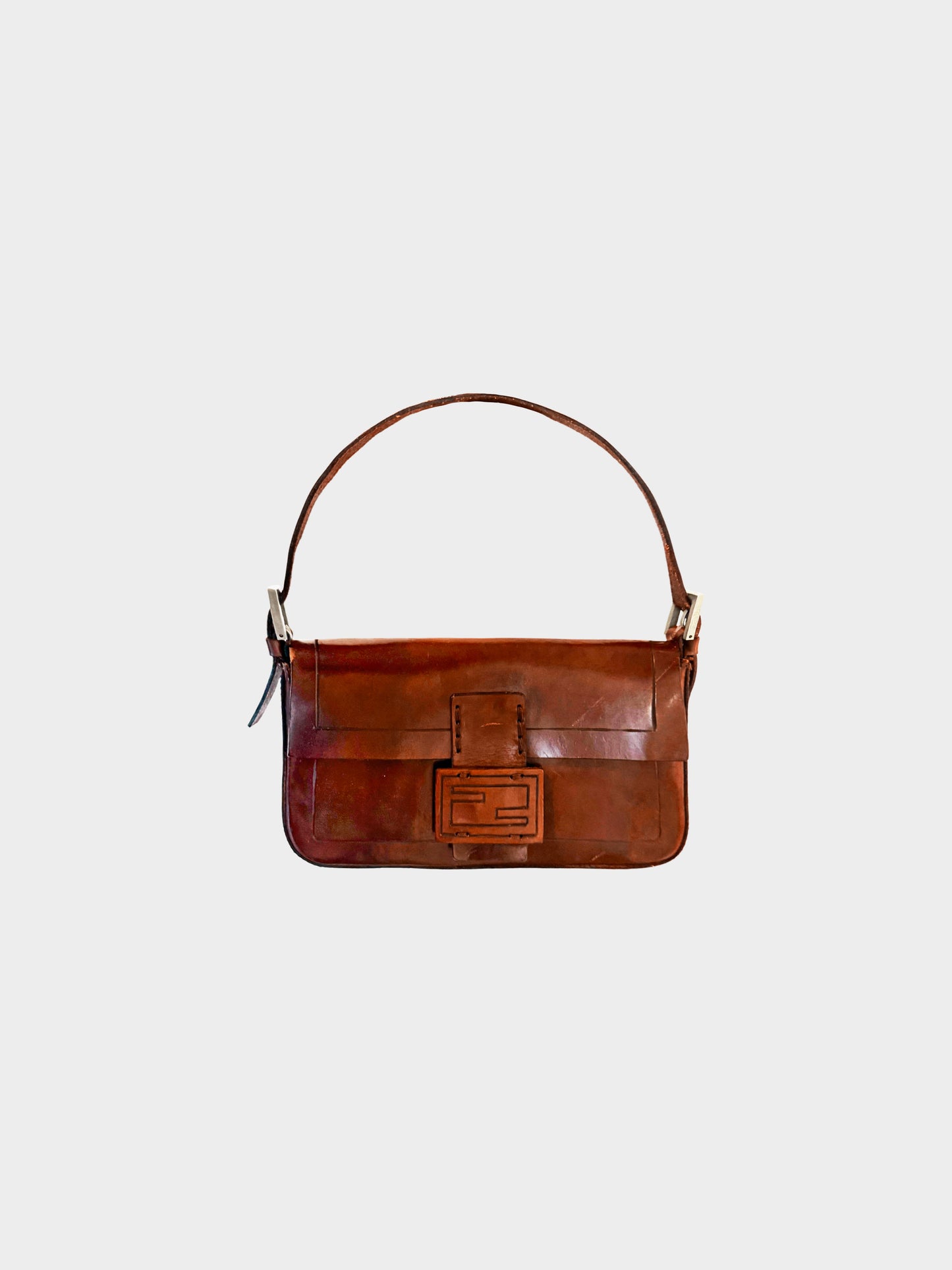 Fendi 2010s Brown Calfskin Leather Baguette