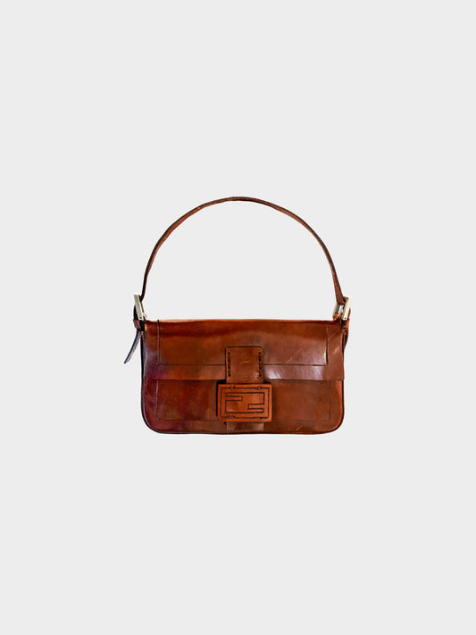 Fendi 2010s Brown Calfskin Leather Baguette