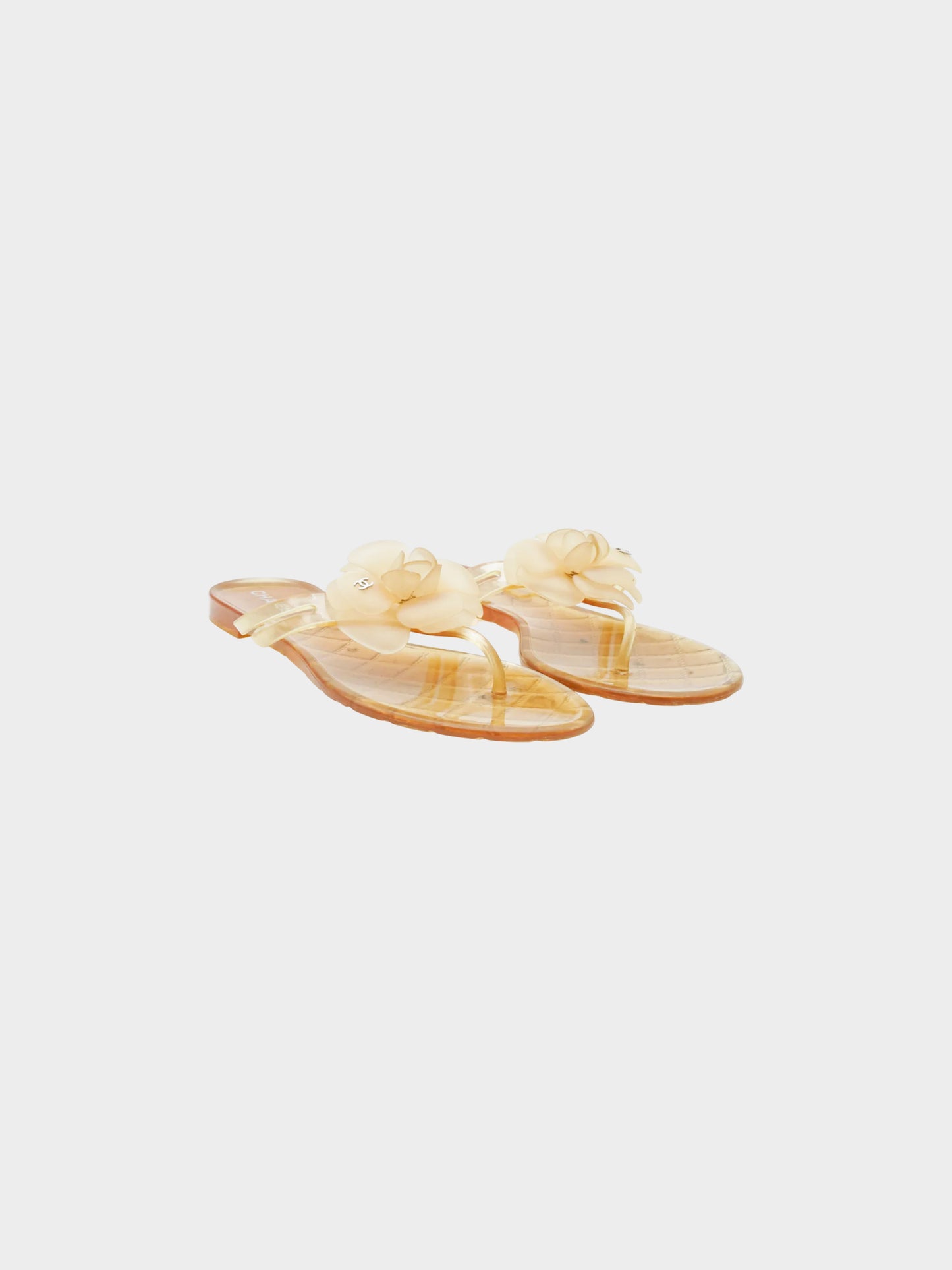 Chanel by Karl Lagerfeld Resort 2010 Beige Camelia PVC Sandals