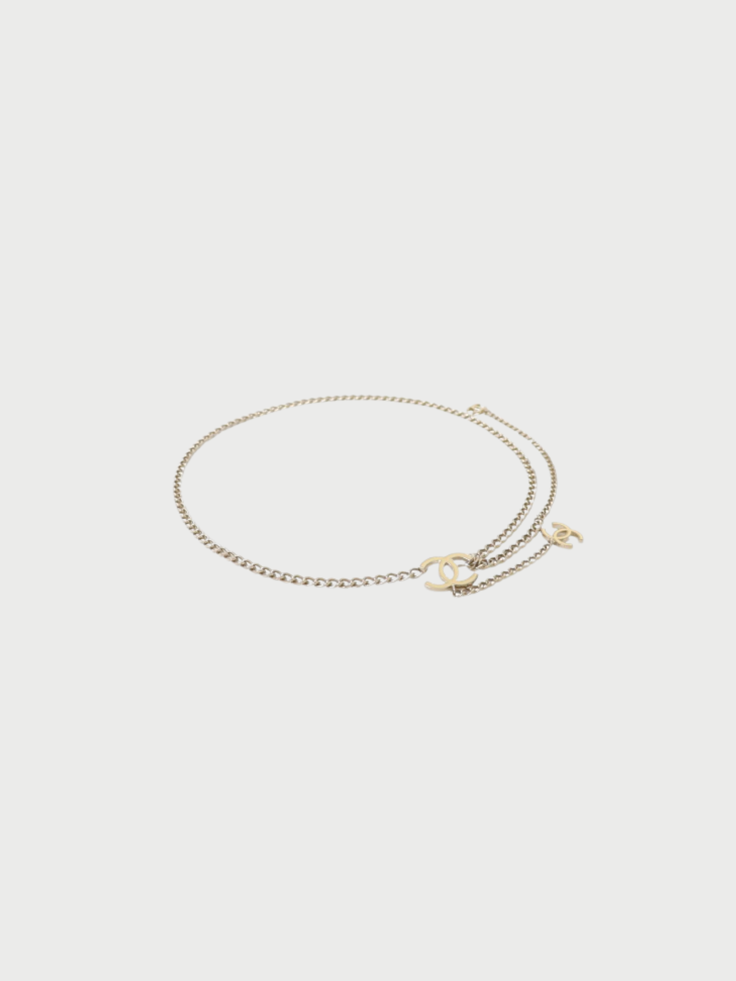 Chanel 2000s Silver Ivory Plated Metal Coco Chain Belt