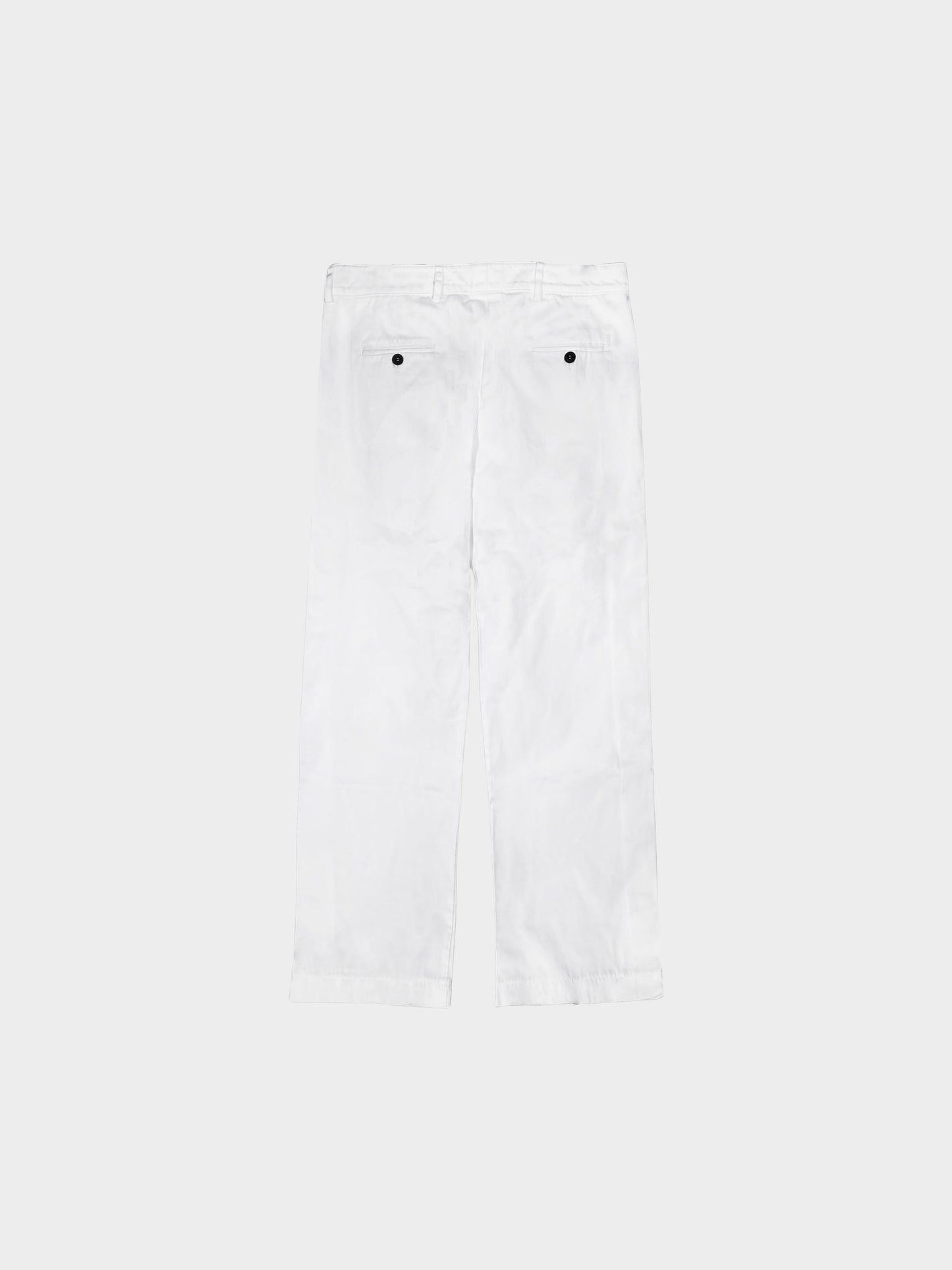 Yves Saint Laurent 1990s White Cotton Gabardine Wide Leg Trousers