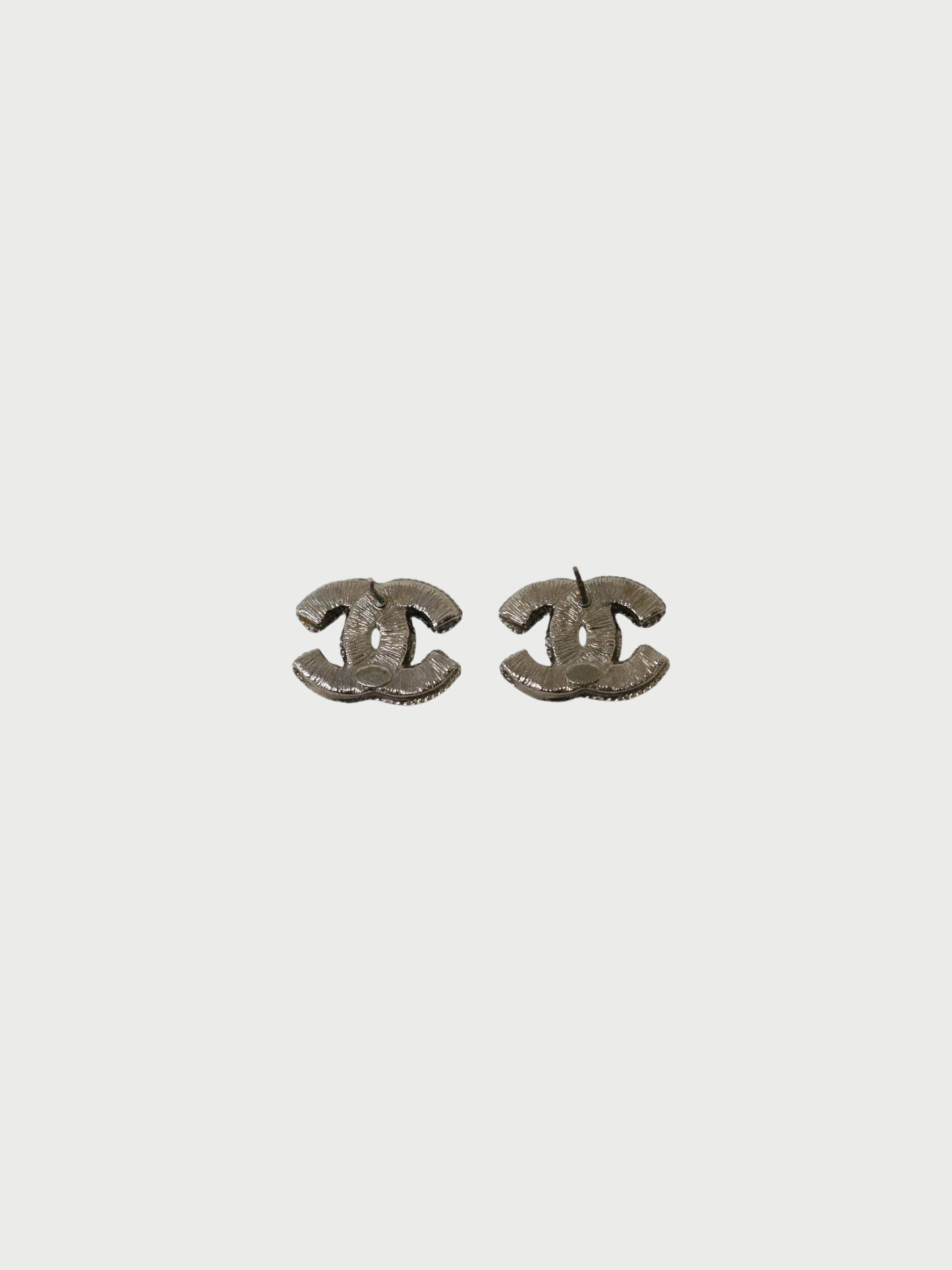 Chanel 2000s Silver Black COCO Logo Earrings