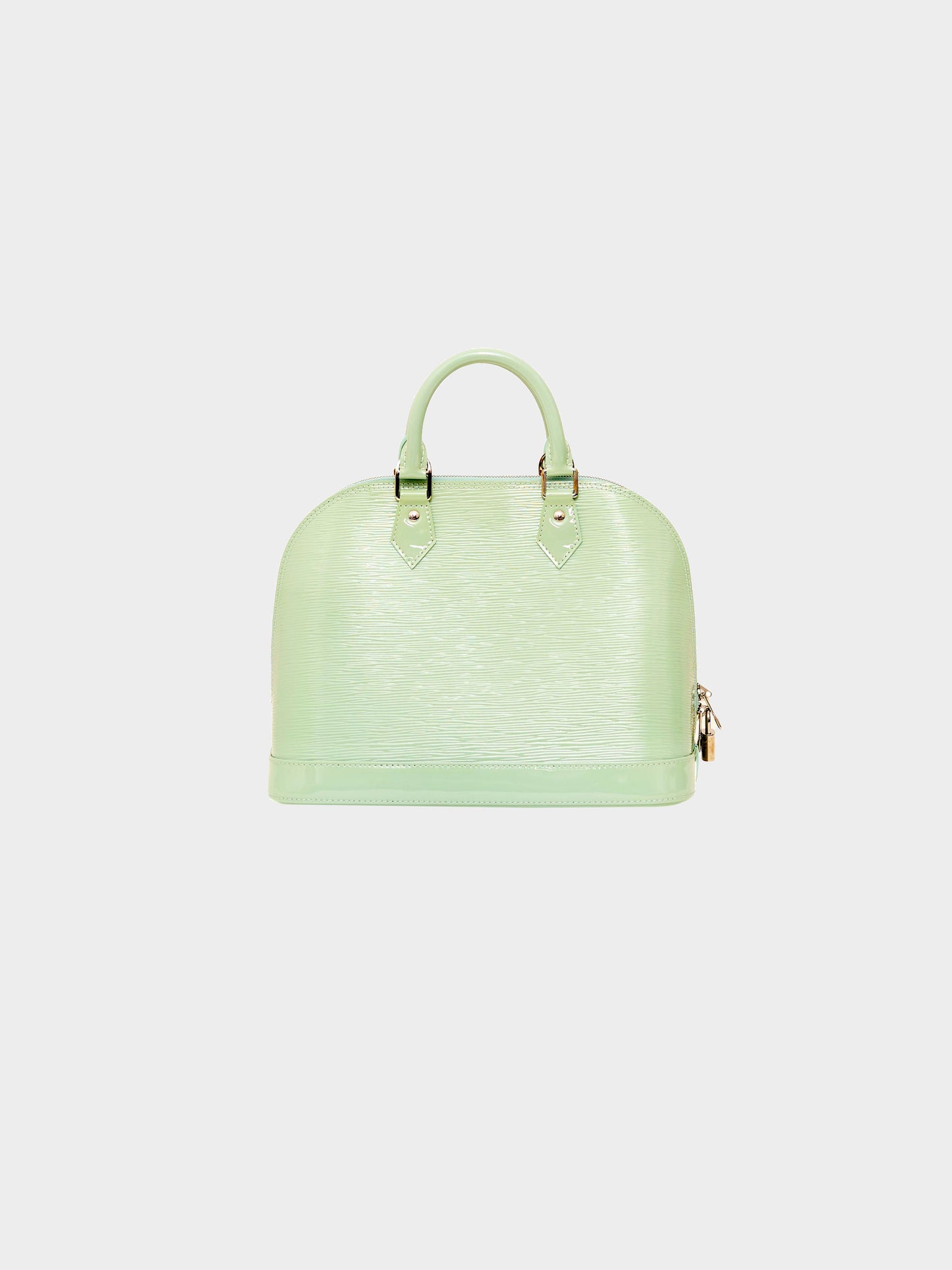 Louis Vuitton 2010s Light Green Epi and Patent Leather Alma Bag