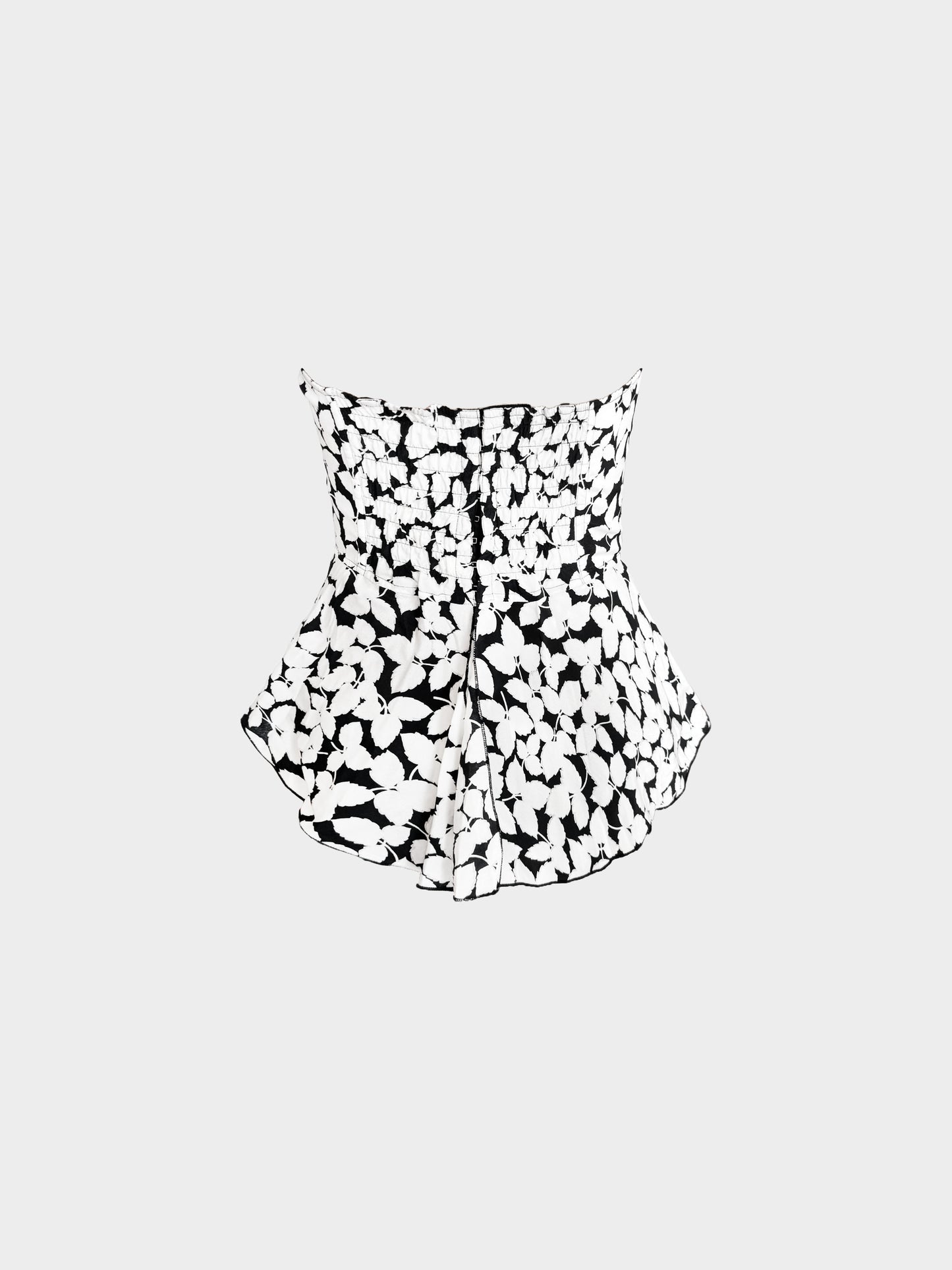 La Perla 2000s Black and White Floral Print Bustier Tube Top