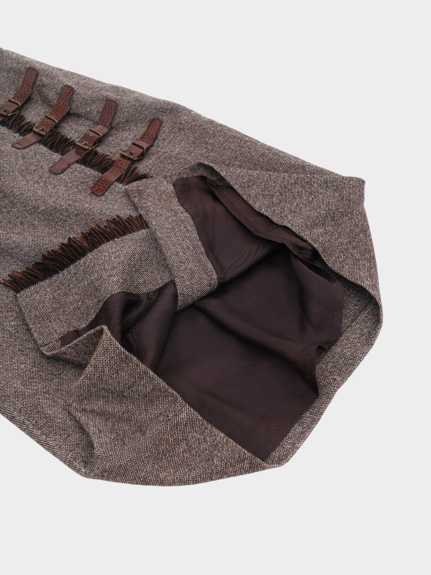 Alexander McQueen FW 2005 Buckled Wool Tweed Skirt