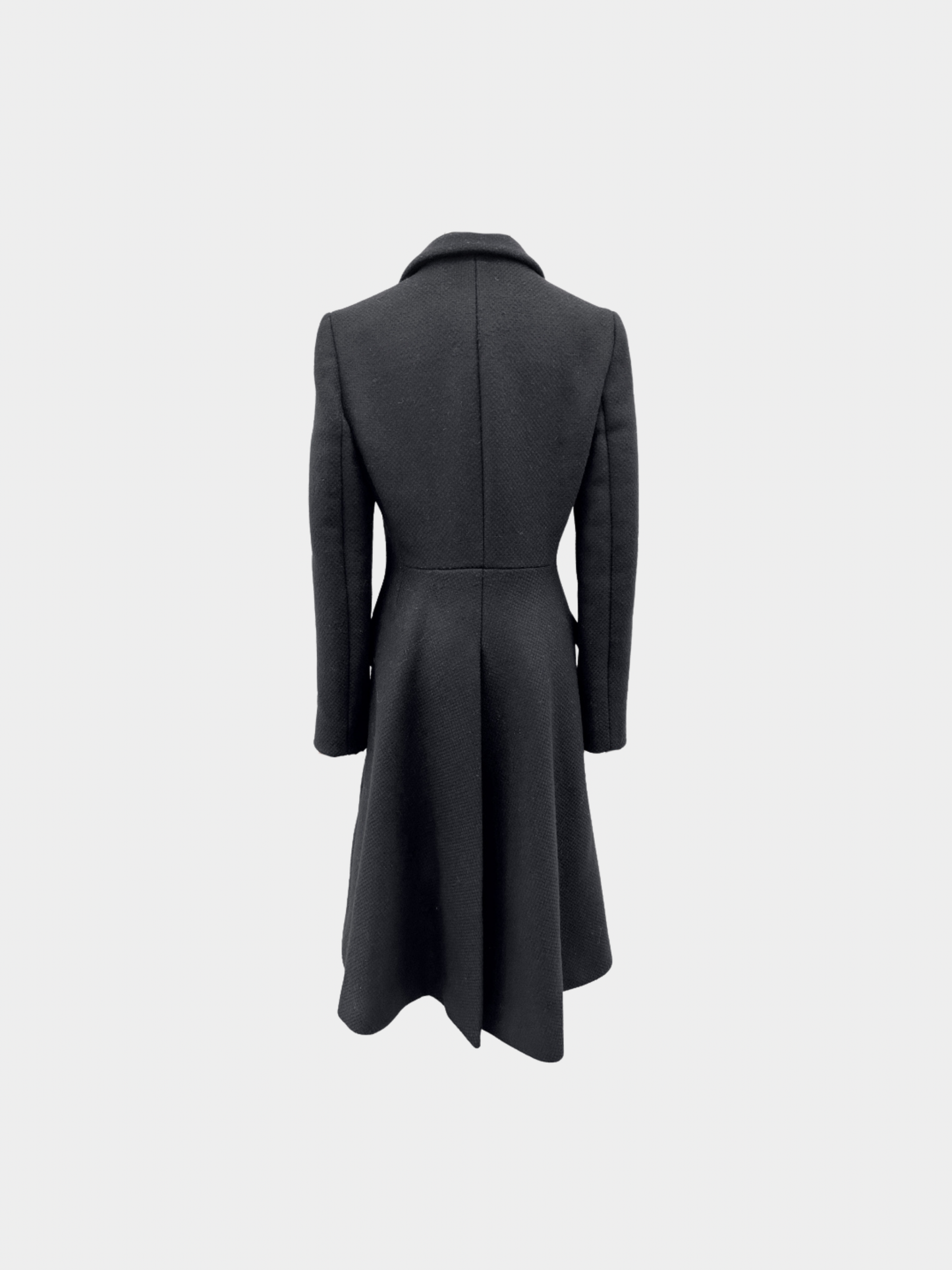 Prada 2000s Black Wool Tie Waist 3/4 Length Coat