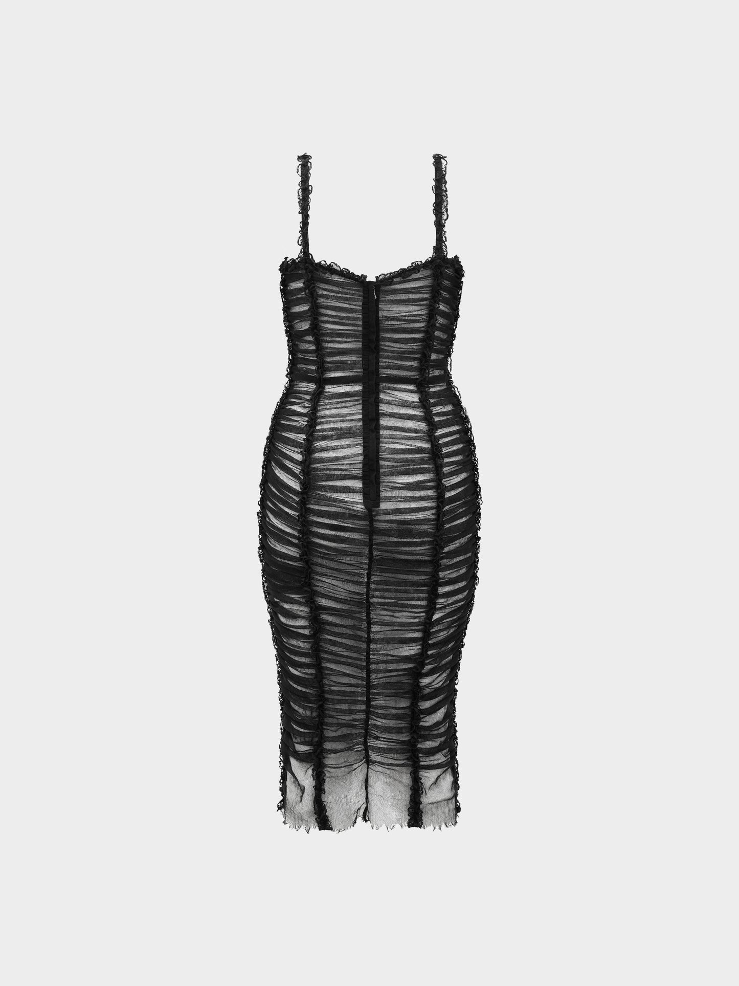 Dolce and Gabbana SS 2001 Black Tulle Ruched Dress