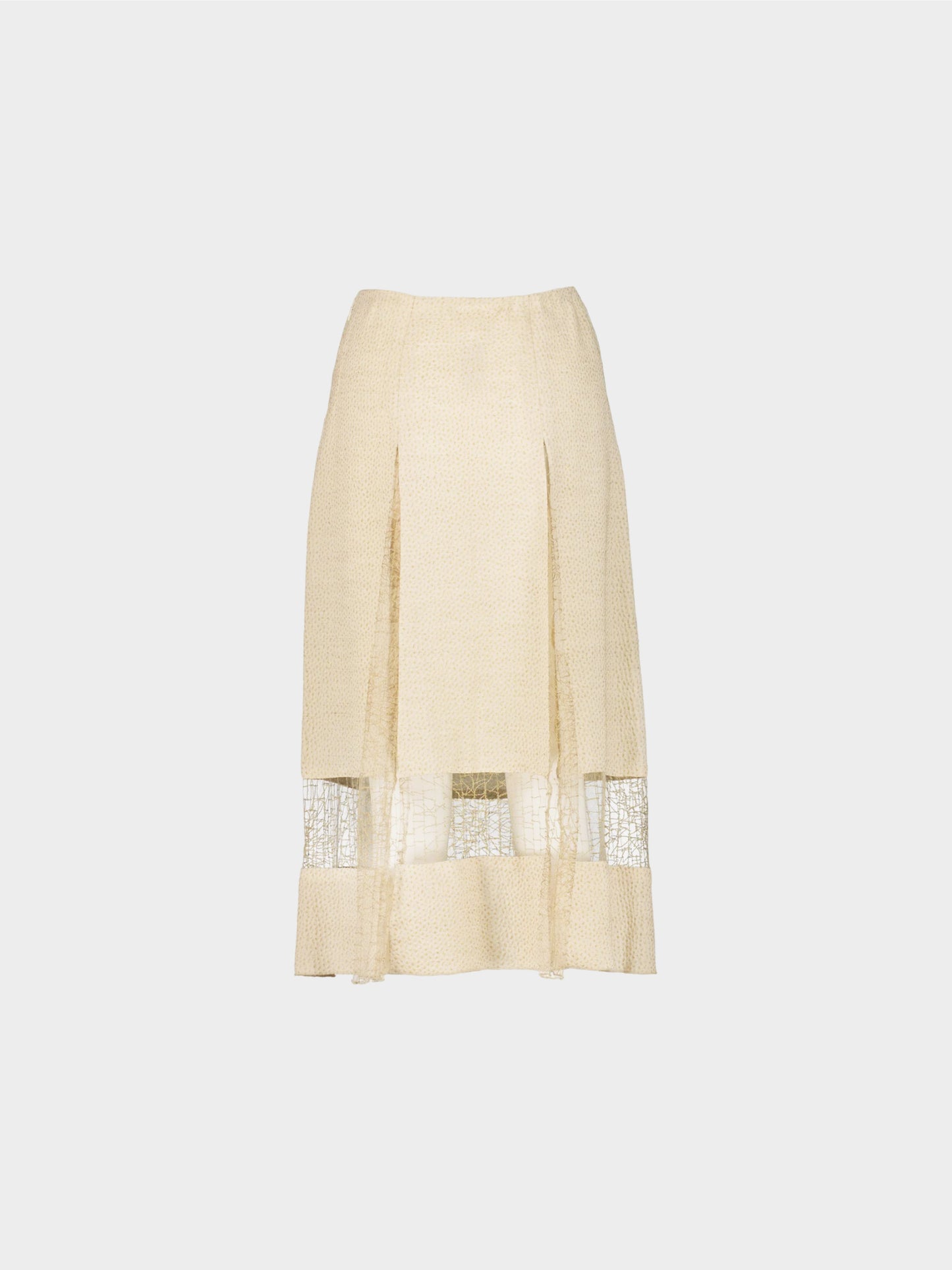 Chanel  SS 2003 Beige Pleated Openwork Skirt