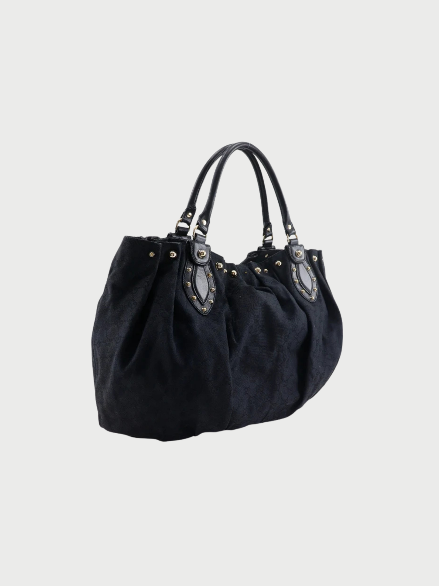 Gucci 2000s Black GG Canvas Studded Tote Bag