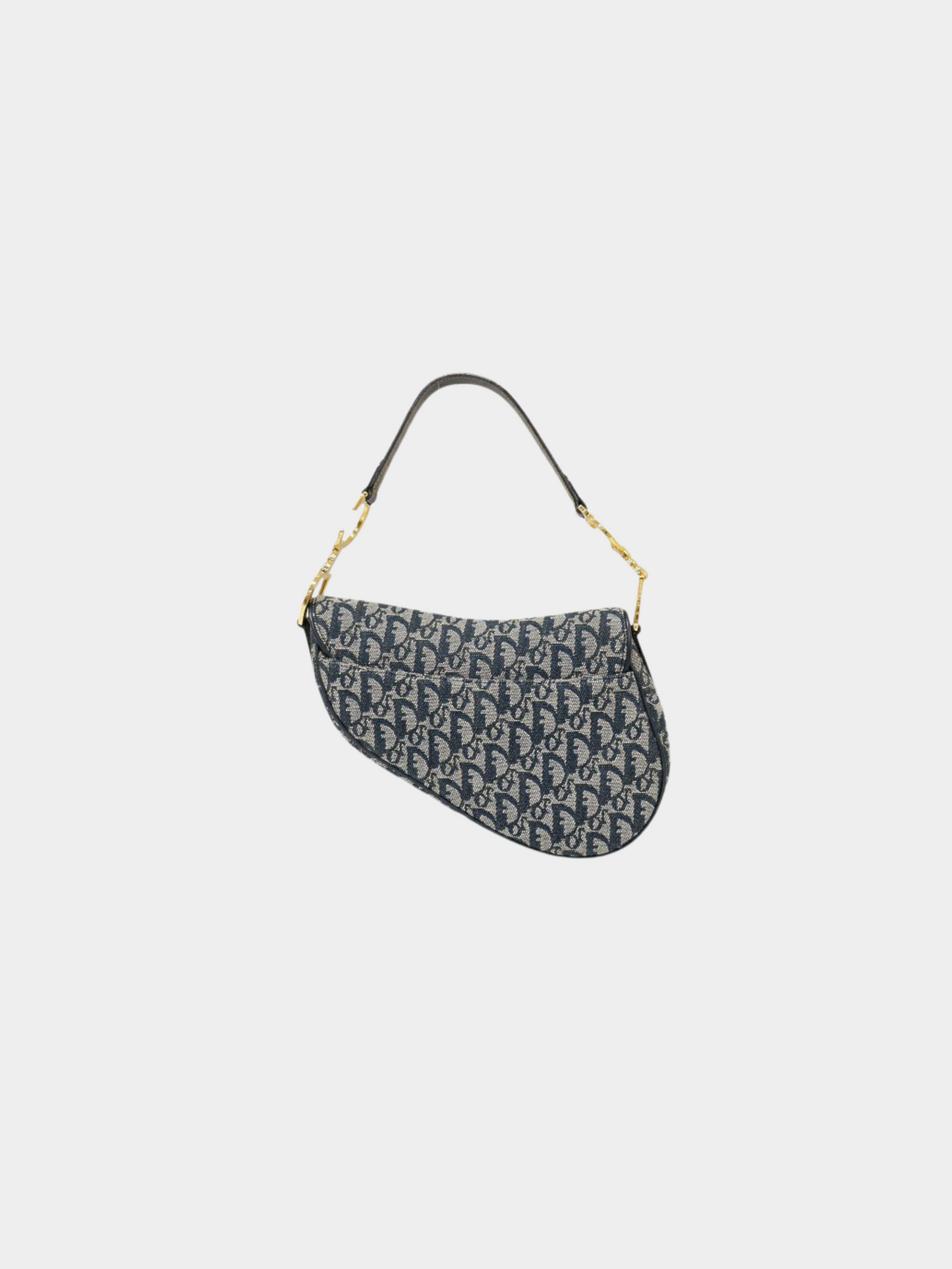 Christian Dior 2000s Navy Canvas Trotter Saddle Bag