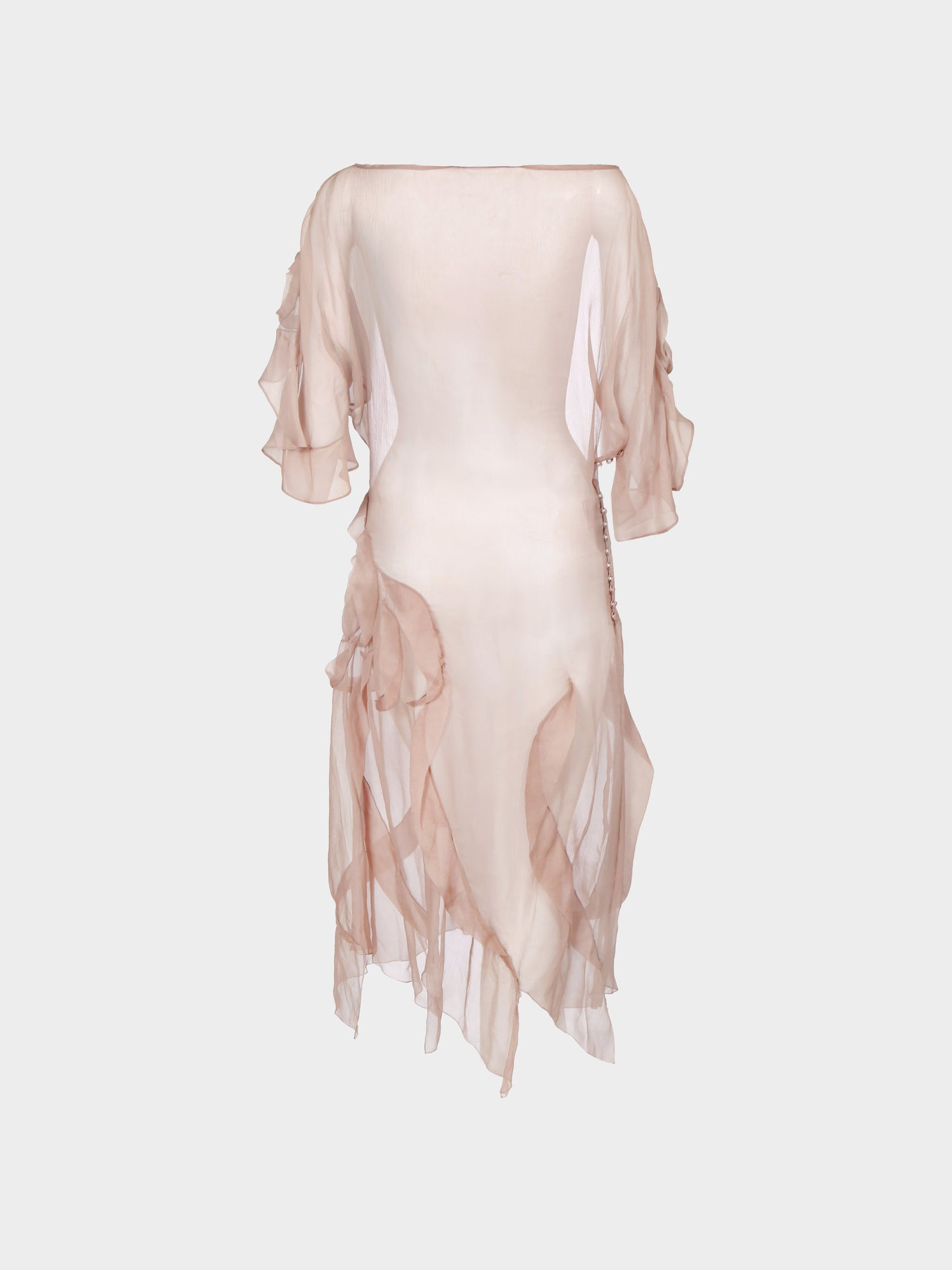 John Galliano FW 2008-2009 Beige 'Pleasuredome' Sheer Chiffon Dress