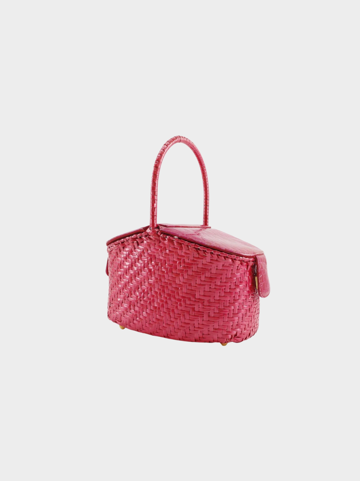 Fendi 2000s Raspberry Pink Straw Embossed Leather Handbag