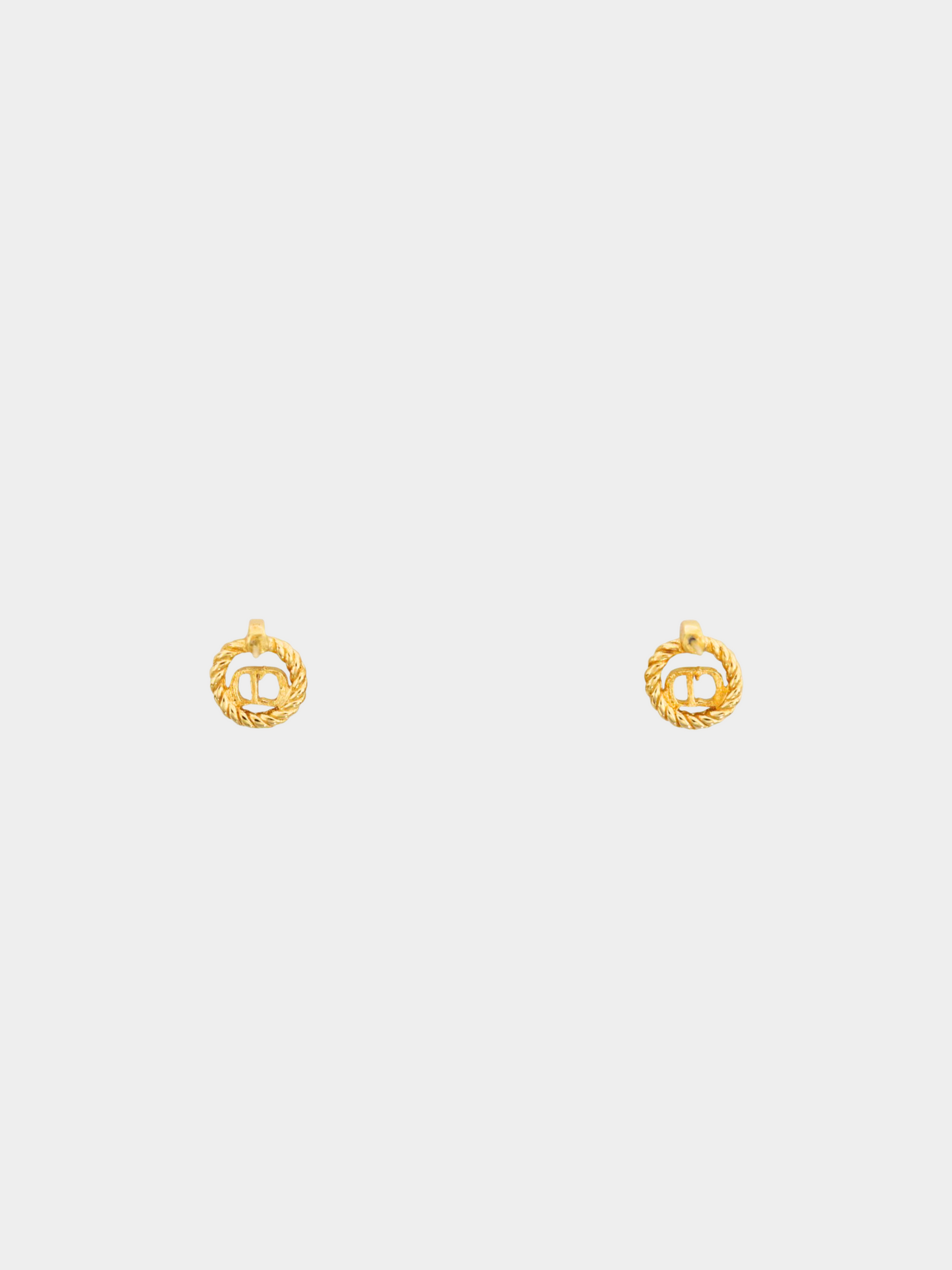Christian Dior 1990s Gold CD Round Earrings