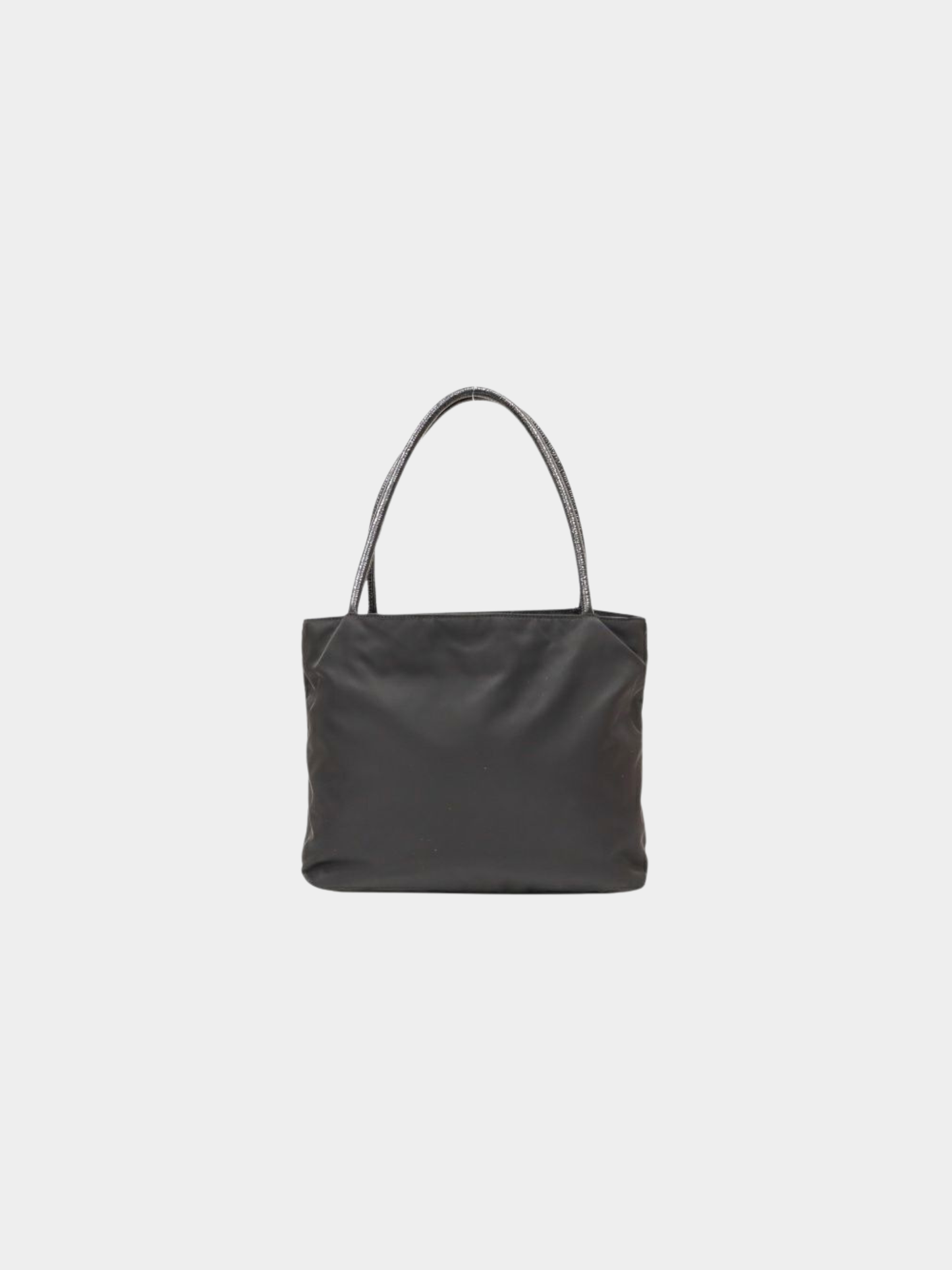 Prada 2000s Black Triangle Logo Nylon Tote Bag