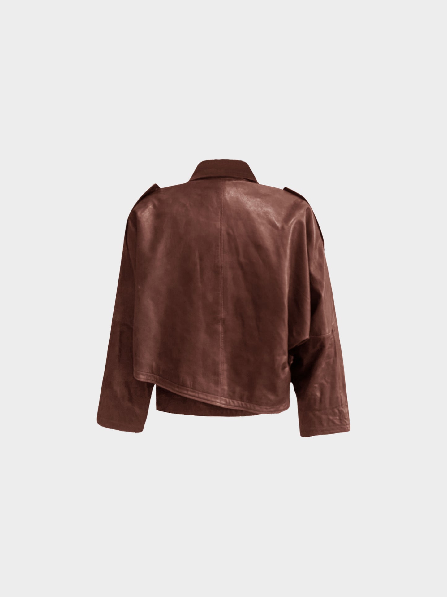 Valentino 2000s Brown Leather Wrap Jacket