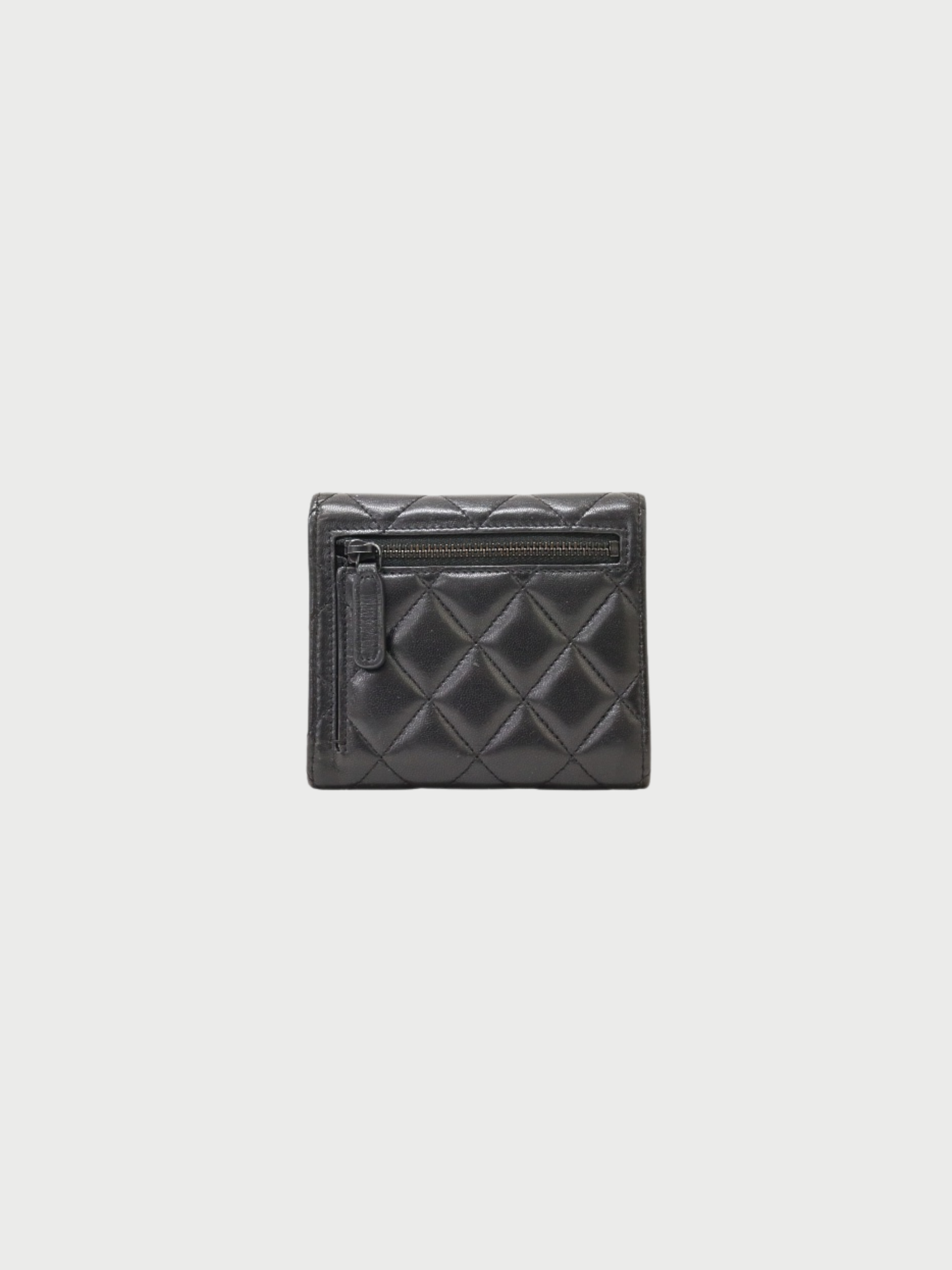 Chanel 2020s Black Lambskin Matelassé Compact Wallet