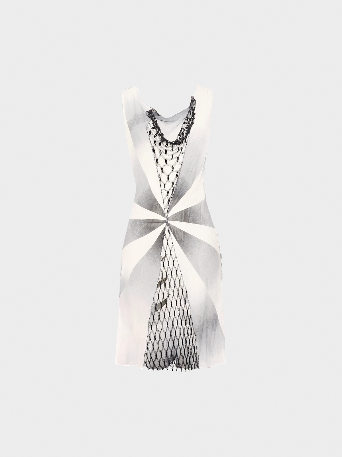 Jean Paul Gaultier SS 2001 Ivory and Gray Printed Sleeveless Midi Dress