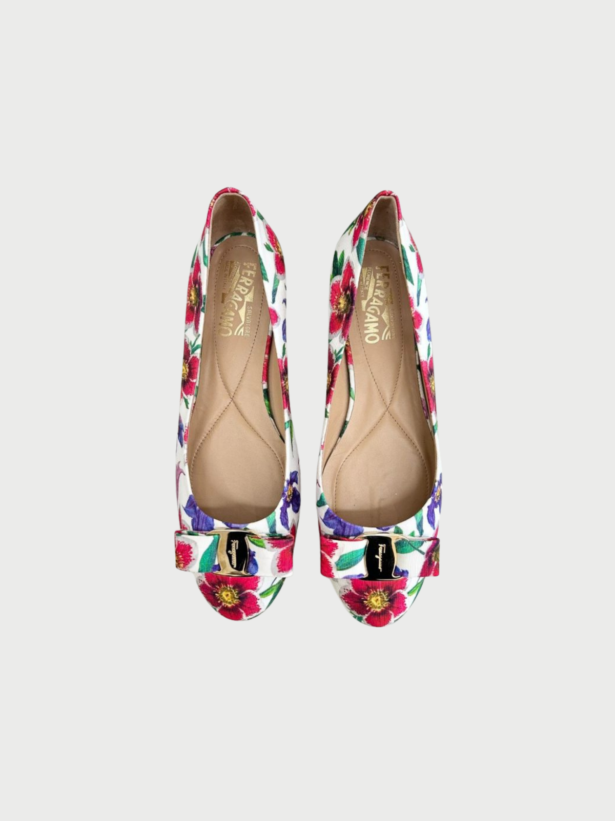 Salvatore Ferragamo 2010s Floral Grosgrain Varina Flats