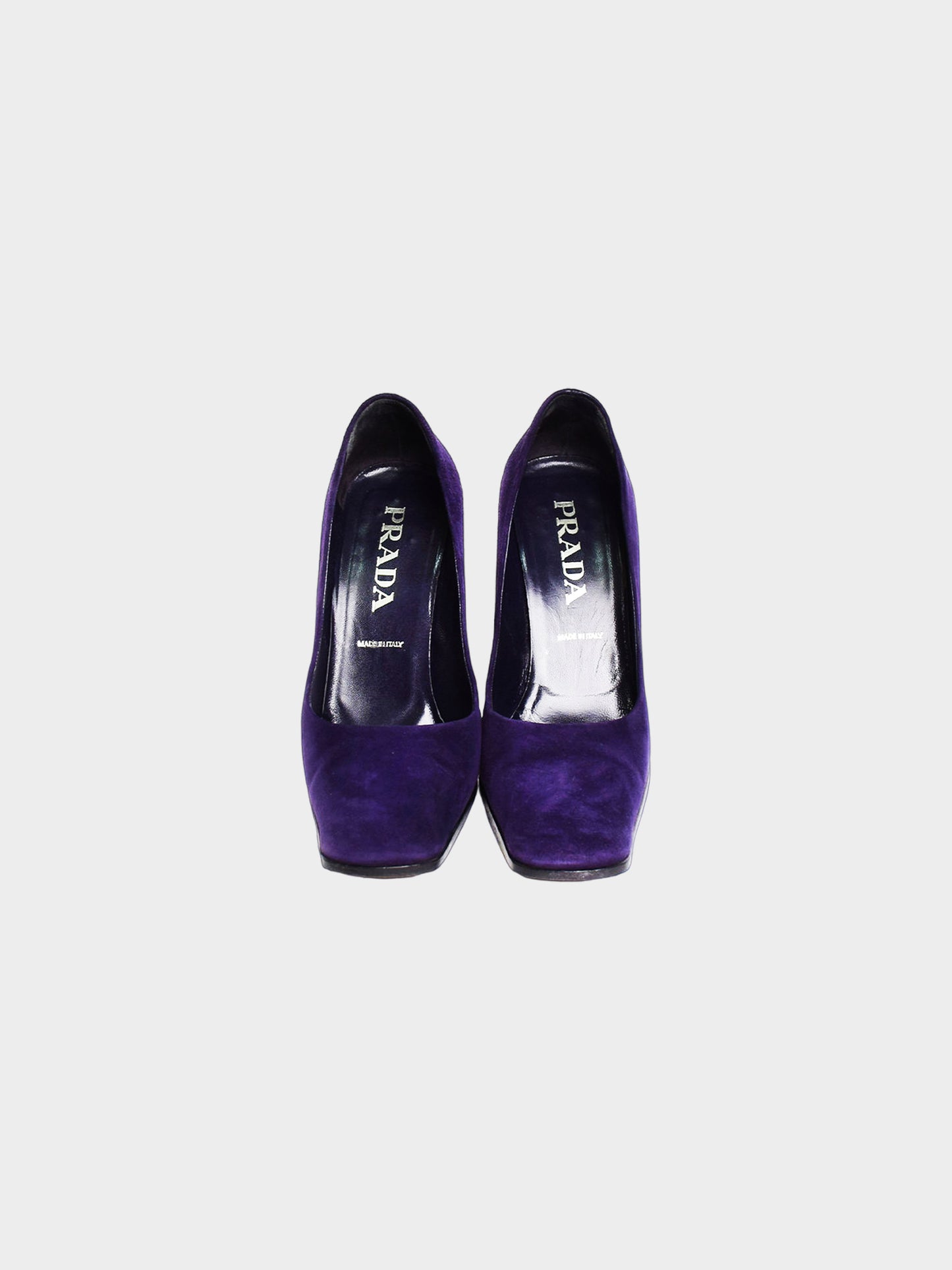 Prada Late 1990s Navy Blue Velvet Heels